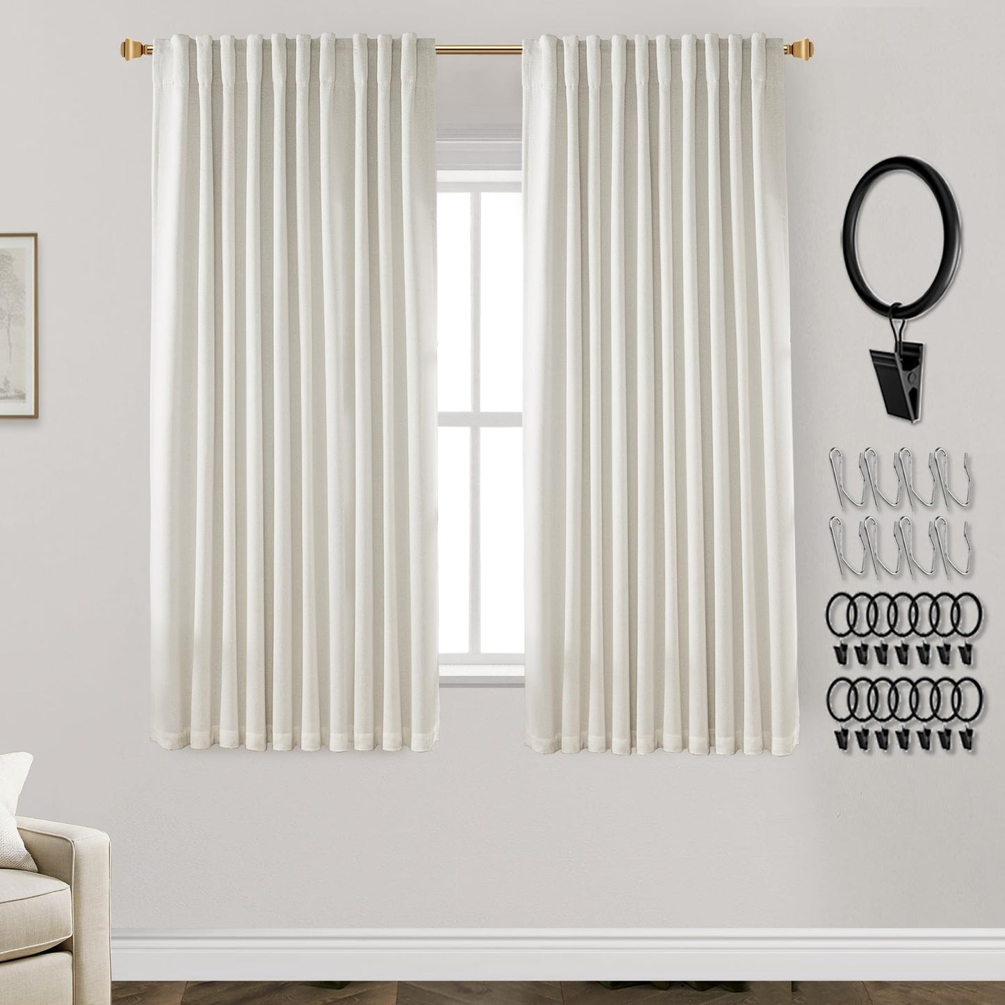 Boho Blackout Curtains Cream 70x90, 2 Panels