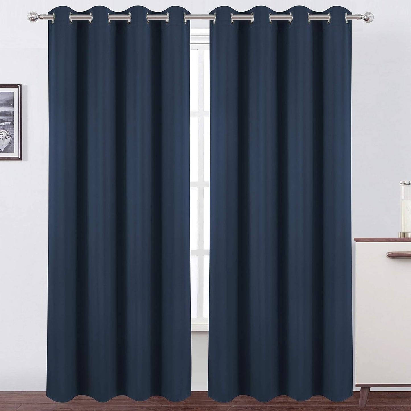 LEMOMO Blackout Curtains 52x84" Black, 2 Panels