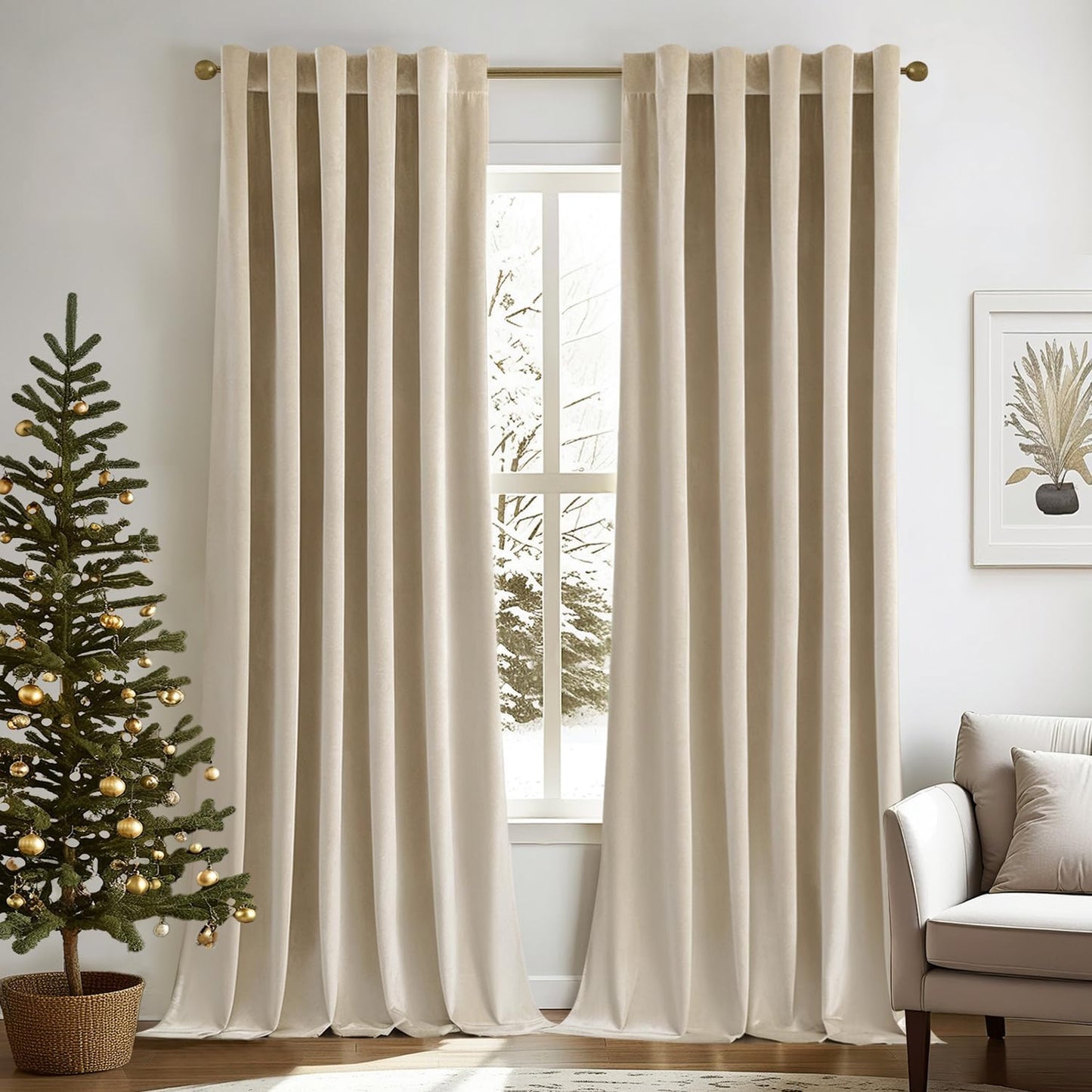MIULEE Velvet Curtains 108 inches Long 2 Panels