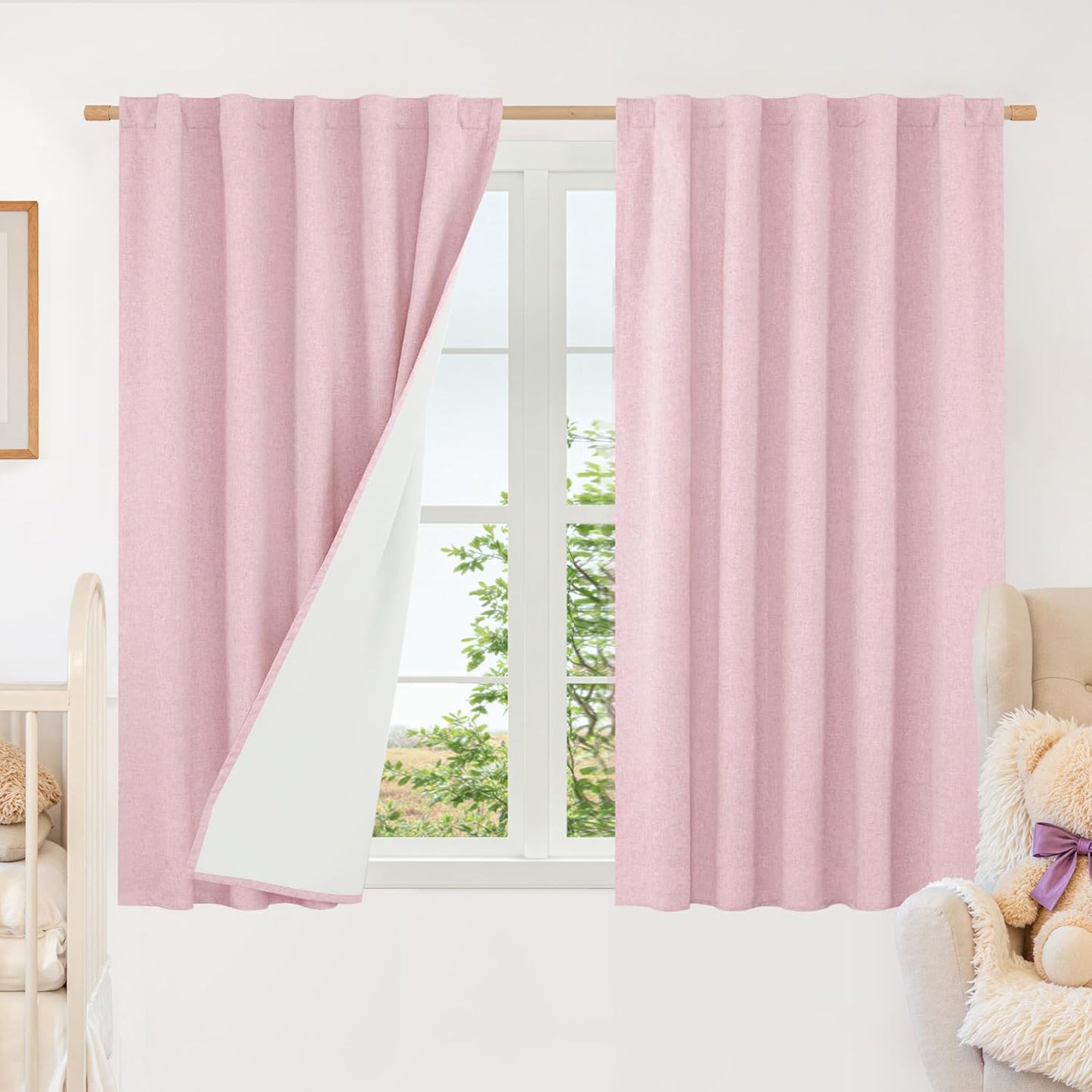 LAMIT Linen Blackout Curtains 60x84" Taupe, 2 Panels