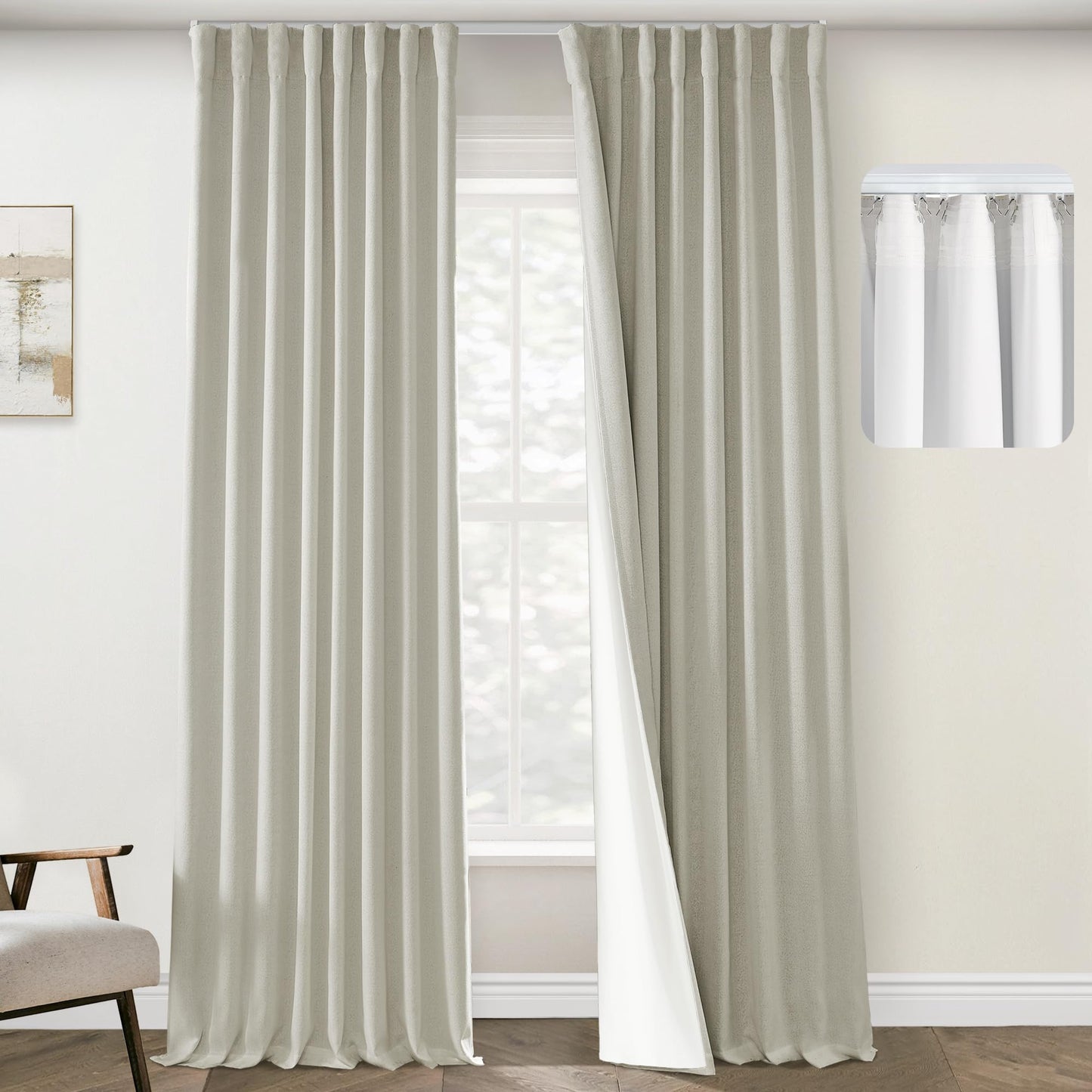 Boho Blackout Curtains Cream 70x90, 2 Panels
