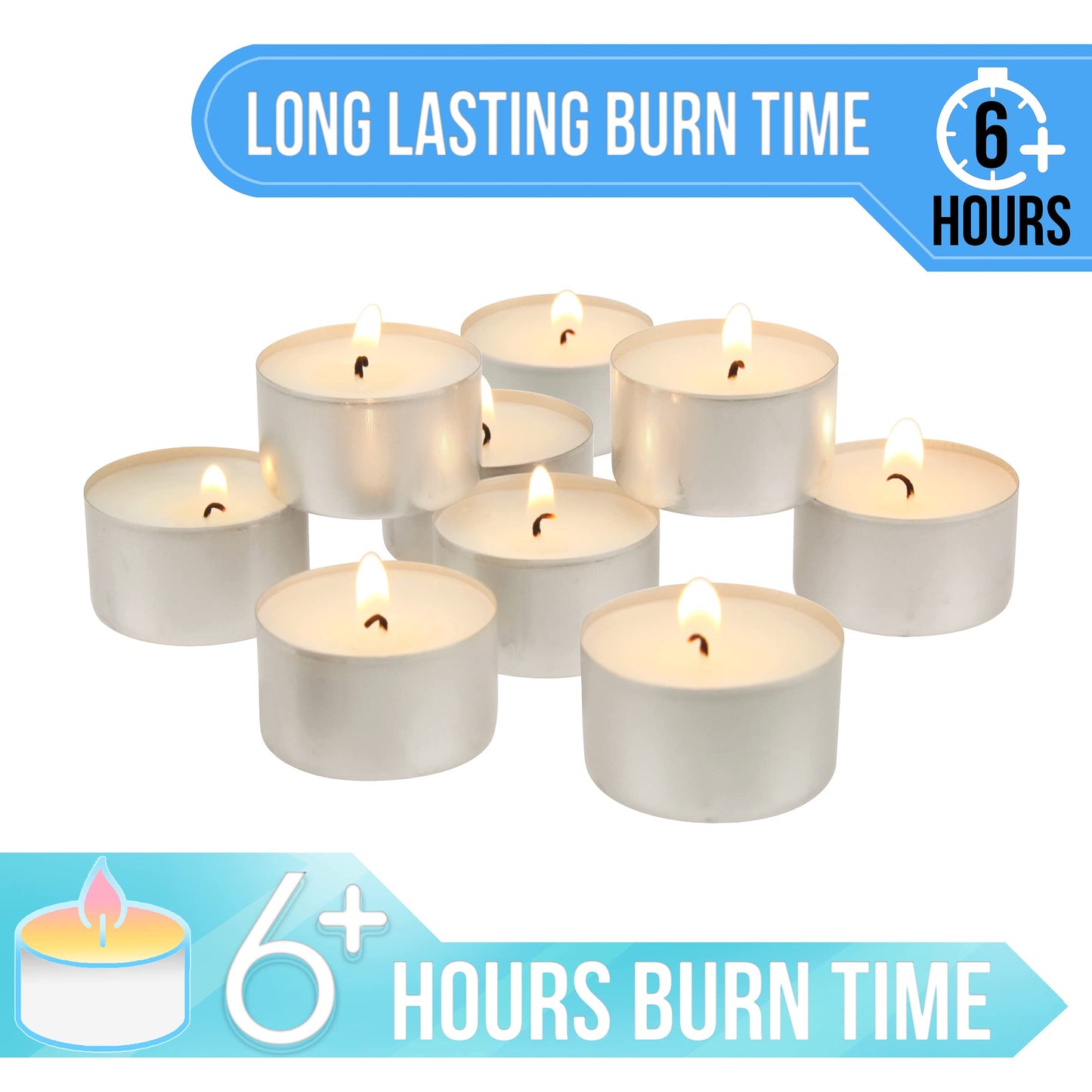 Stonebriar Unscented Long Burning White Tealight Candles