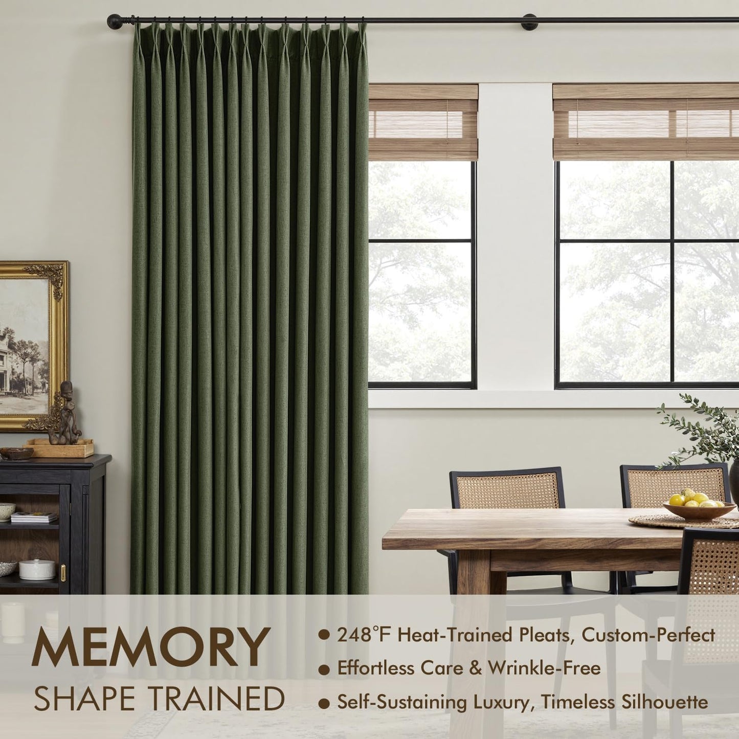 MIULEE Blackout Linen Curtains 96" 2 Panels