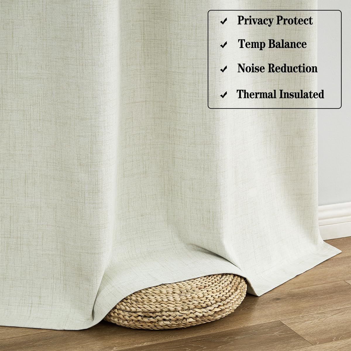 Urban Lotus Blackout Curtains 52x84" Beige, 2 Panels