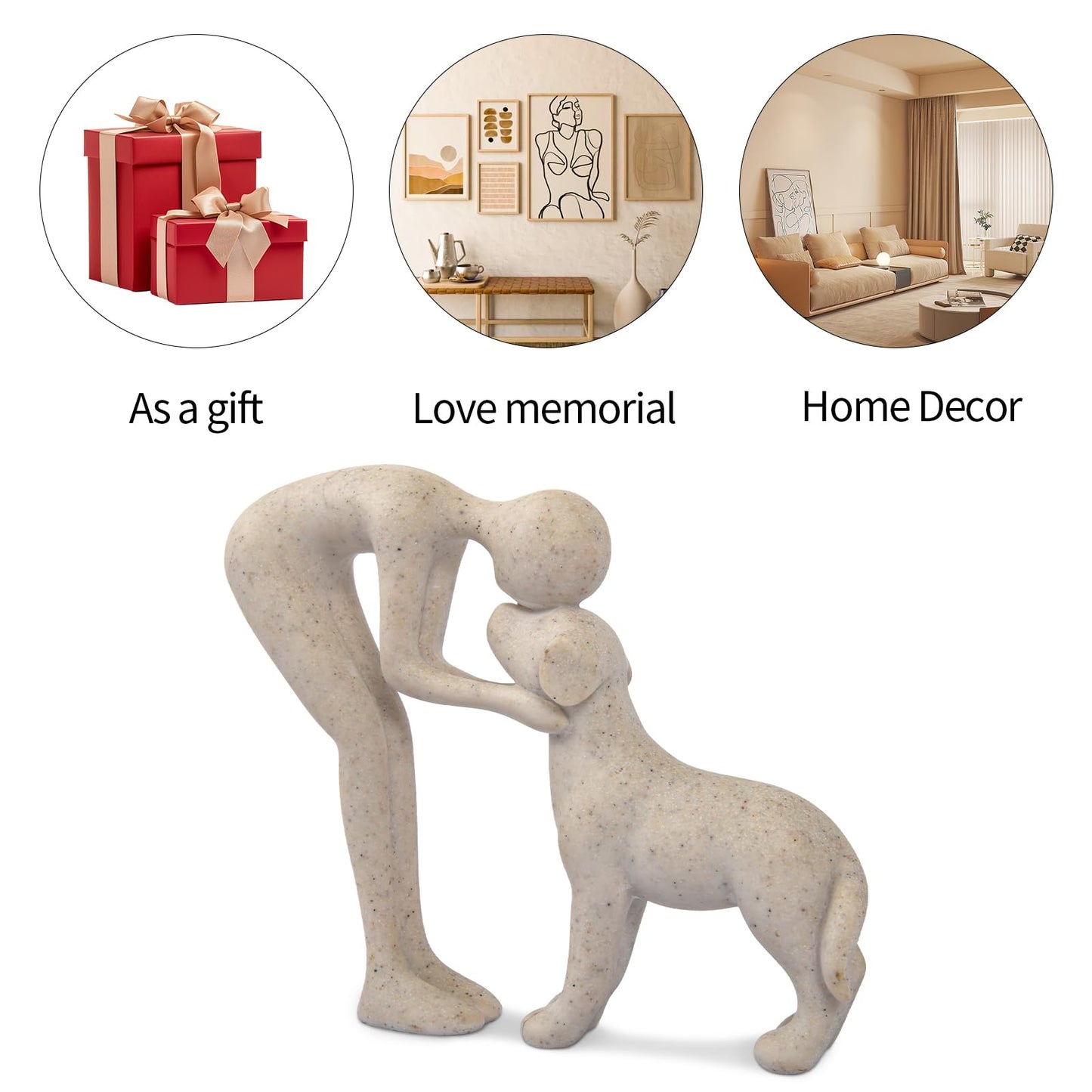 Dog & Man Sculpture, Sandstone