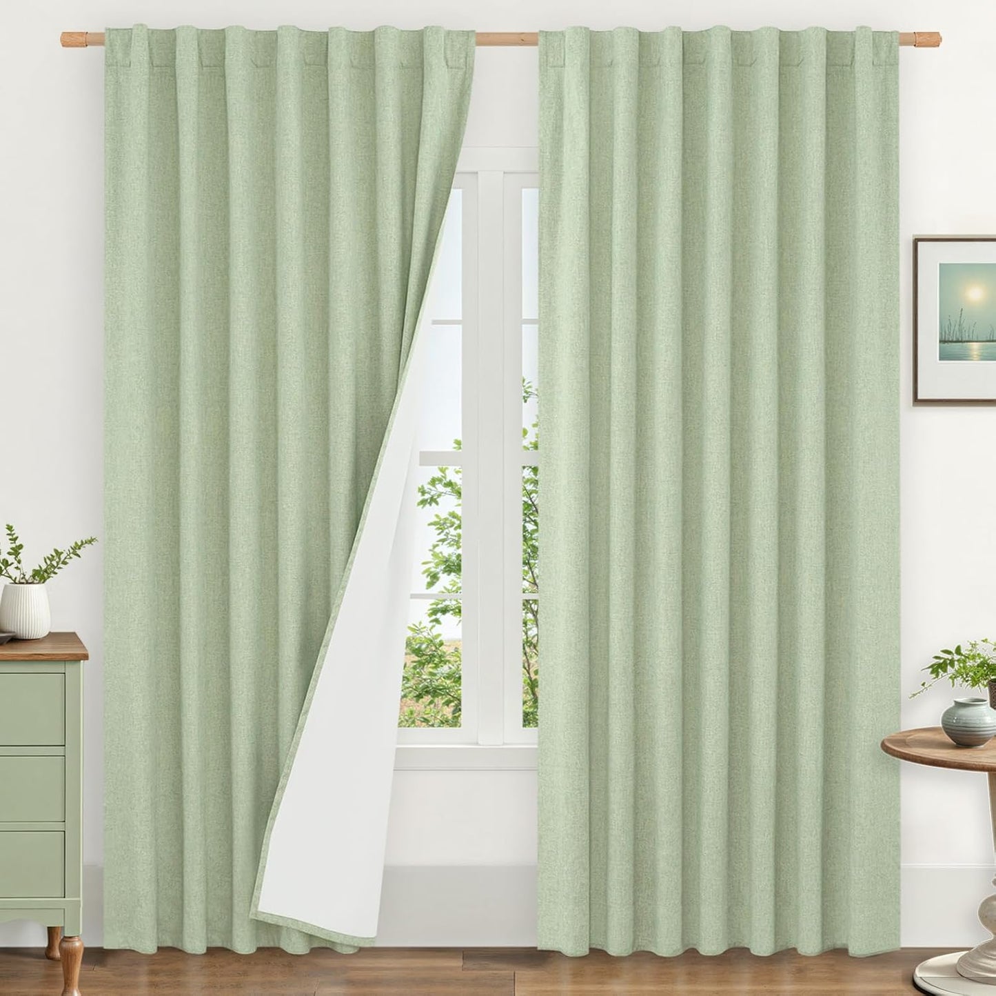 LAMIT Linen Blackout Curtains 60x84" Taupe, 2 Panels