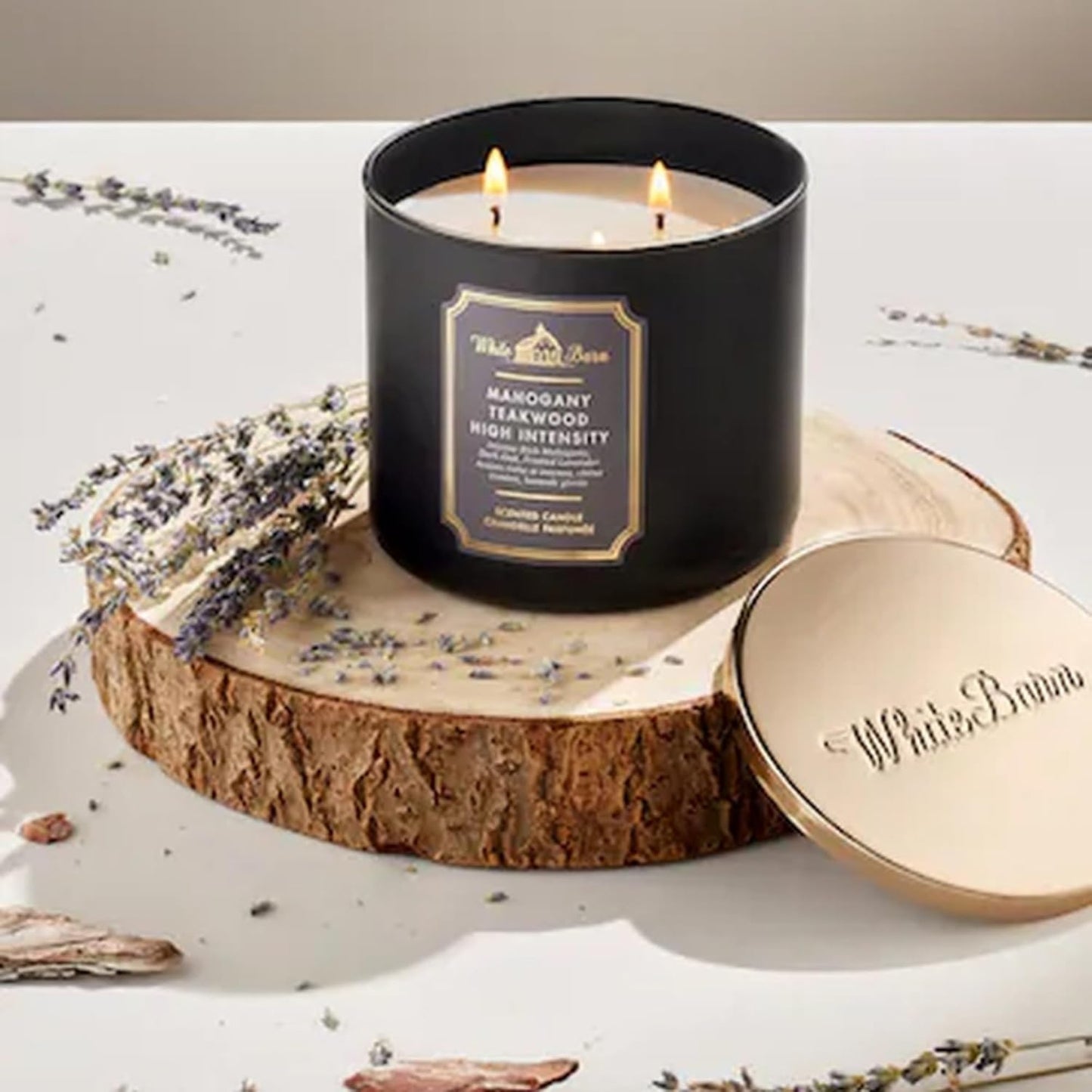 BBW White Barn 3-Wick Candle, Mahogany Teakwood