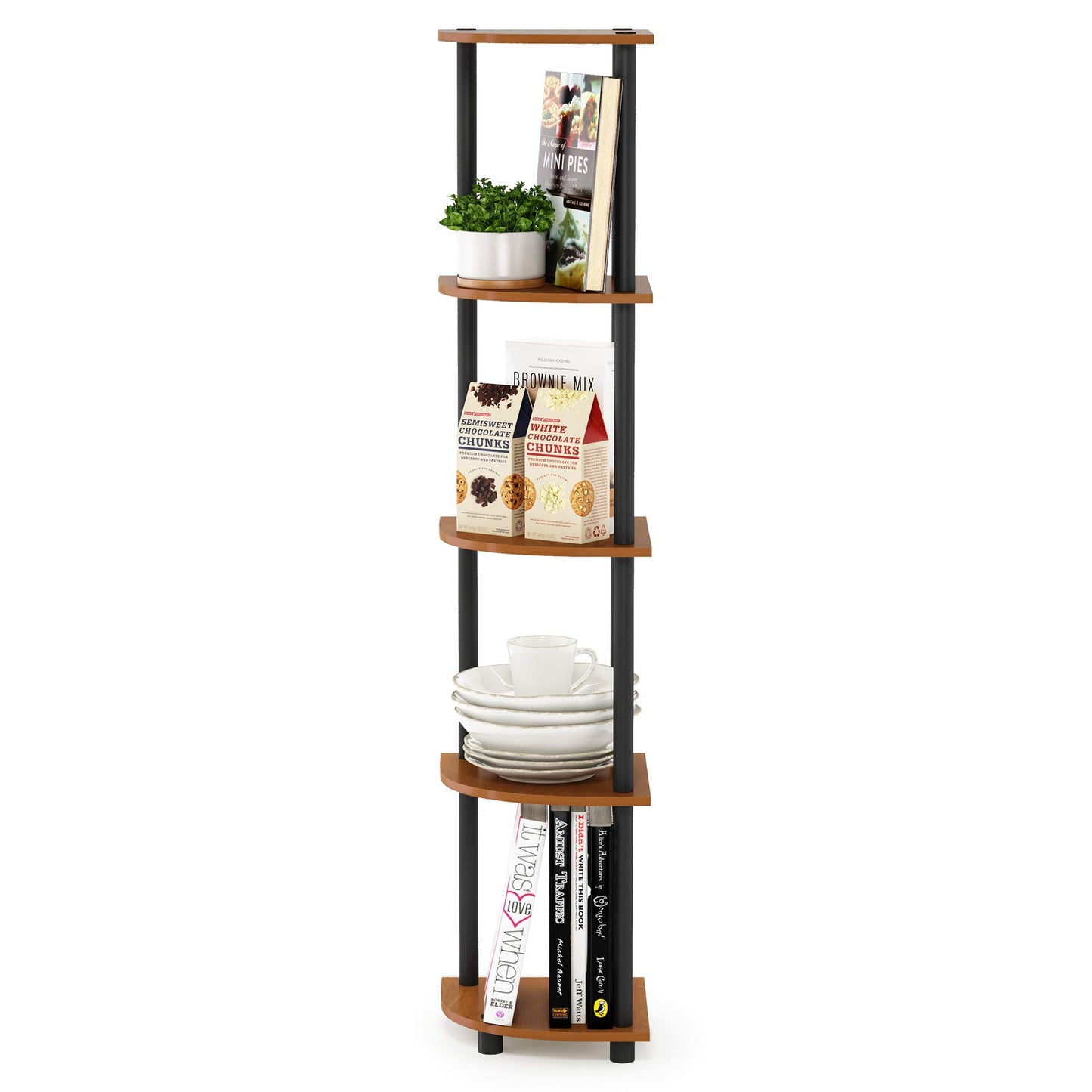 Furinno 5-Tier Corner Shelf, Espresso/Black