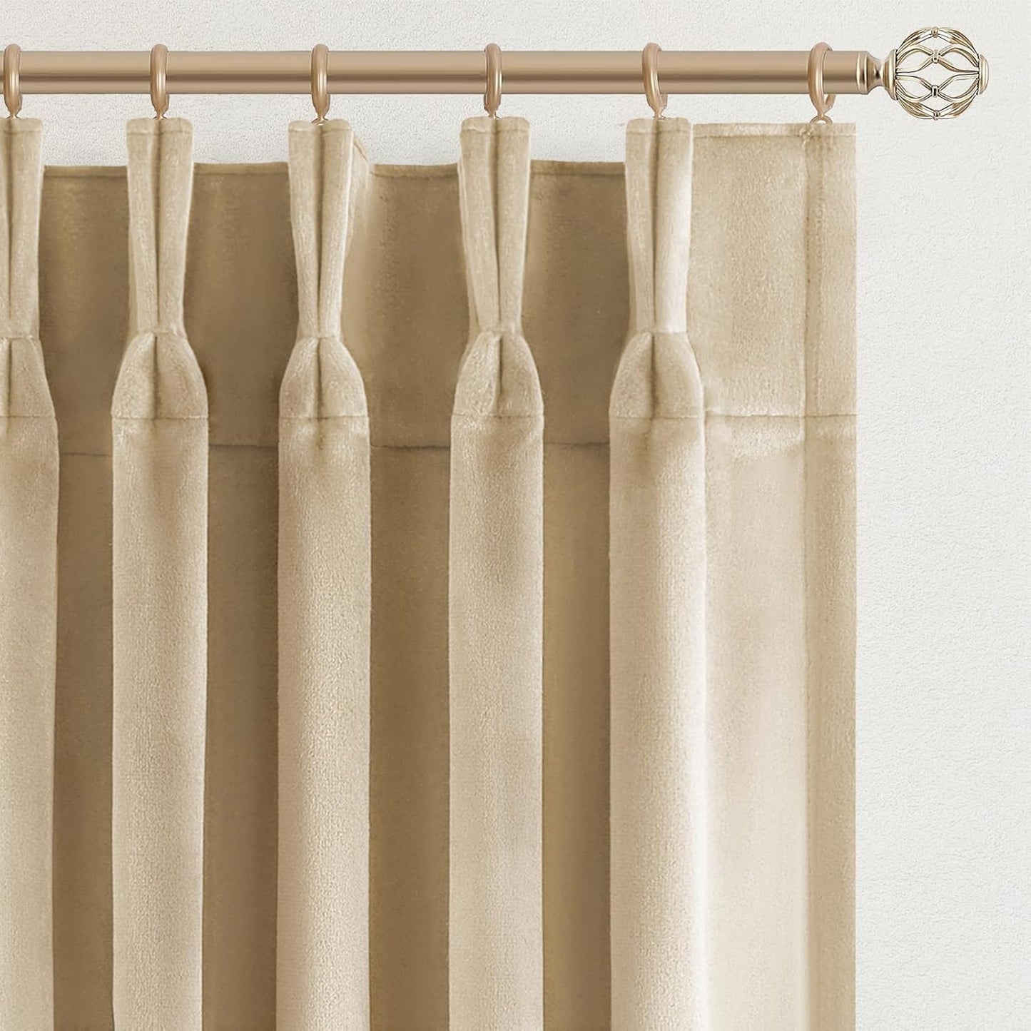 Cream Velvet Blackout Curtains 108", Set of 2