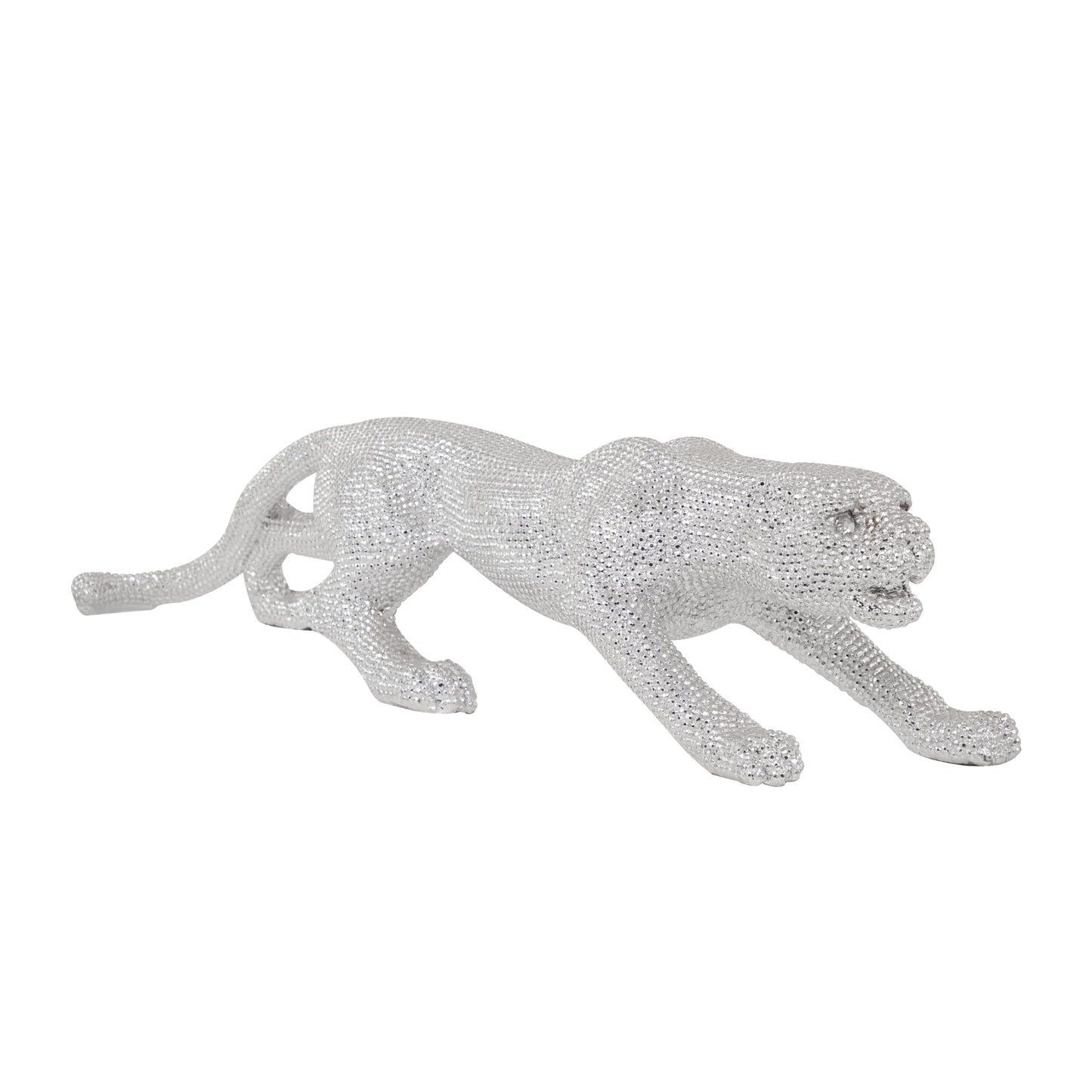 Deco 79 Leopard Statue 42" Silver