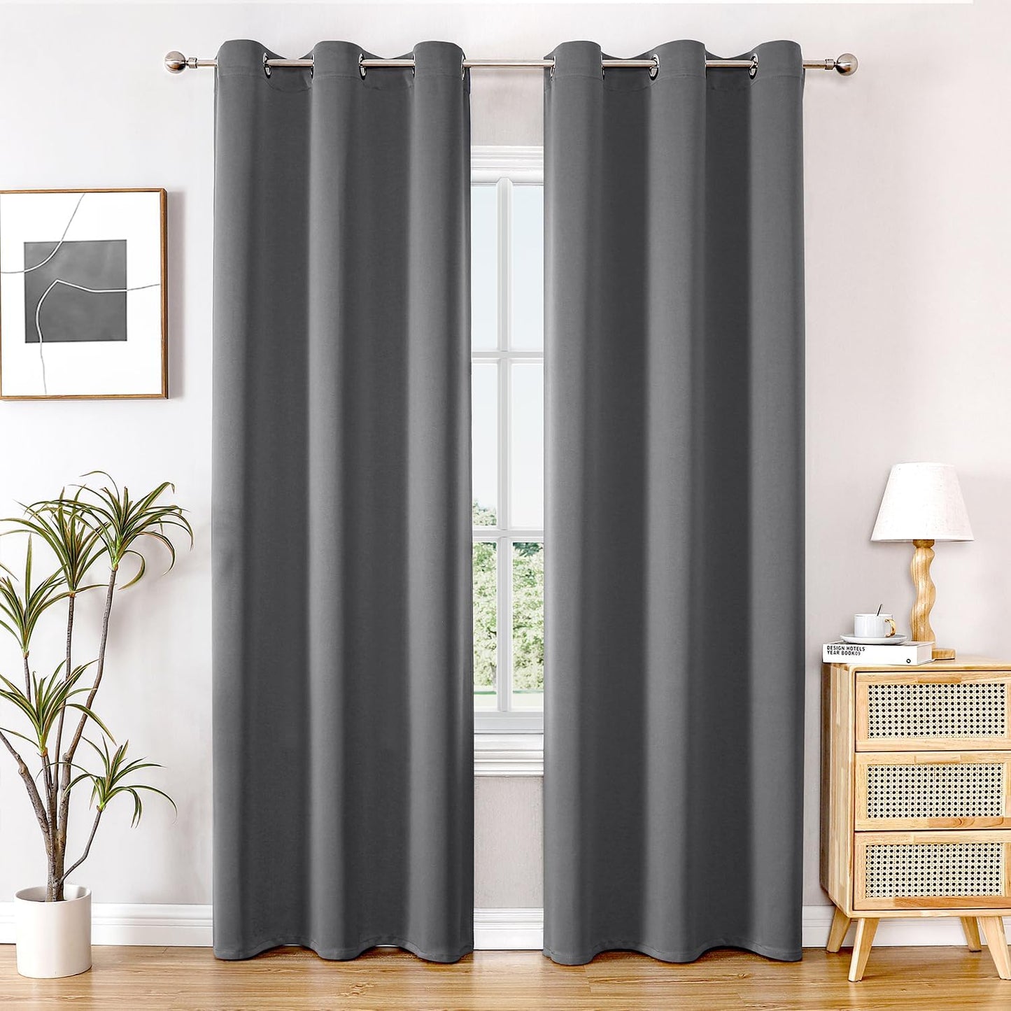 ChrisDowa Blackout Curtains 42x63" Grey, 2 Panels