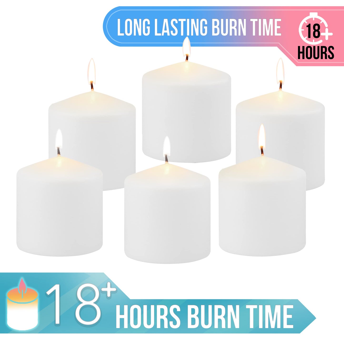 Stonebriar Unscented White Pillar Candles, 6-Pack, 3"x6"