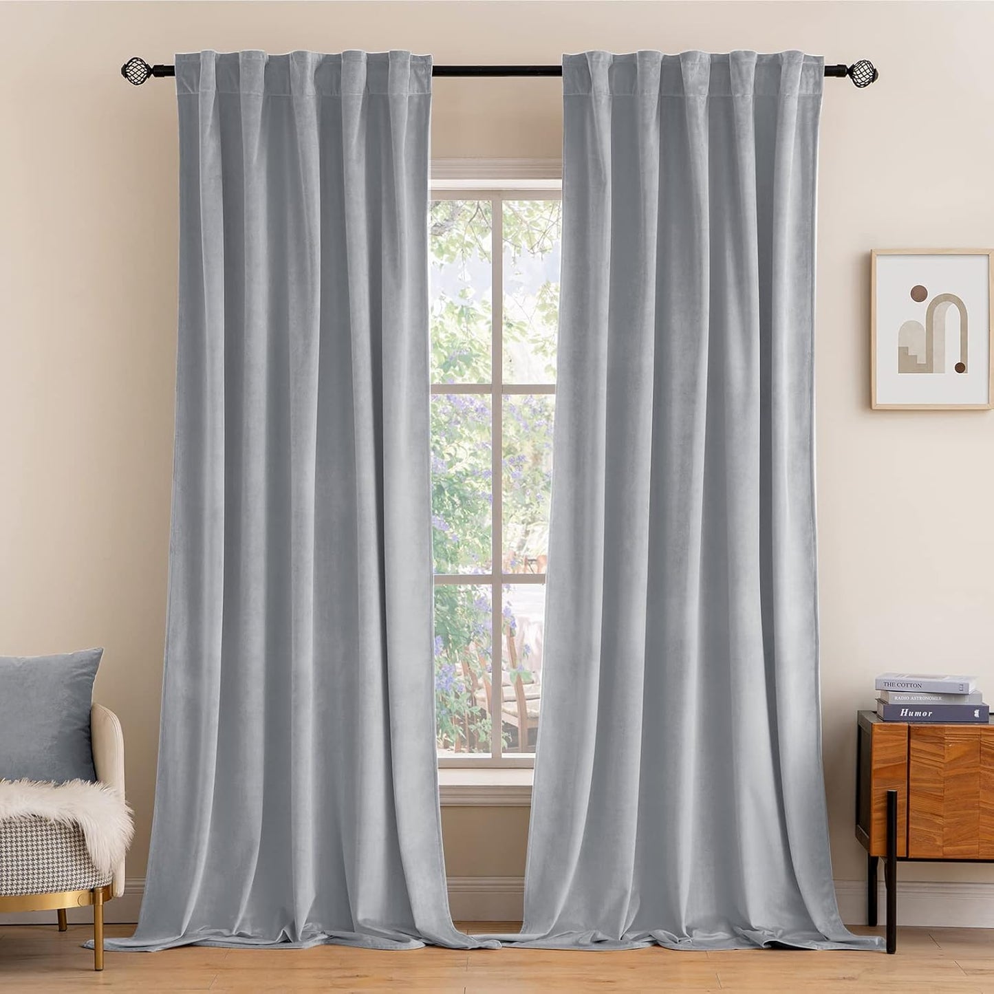 MIULEE Velvet Curtains 108 inches Long 2 Panels