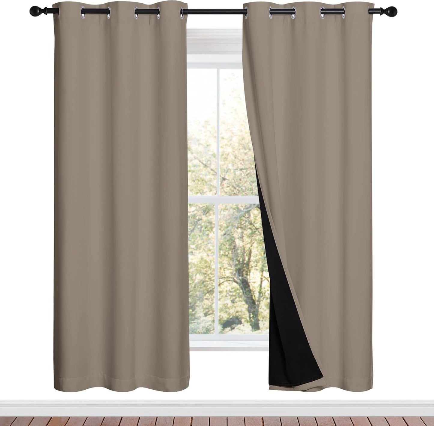 NICETOWN Grey Blackout Curtains 70x108, Set of 2