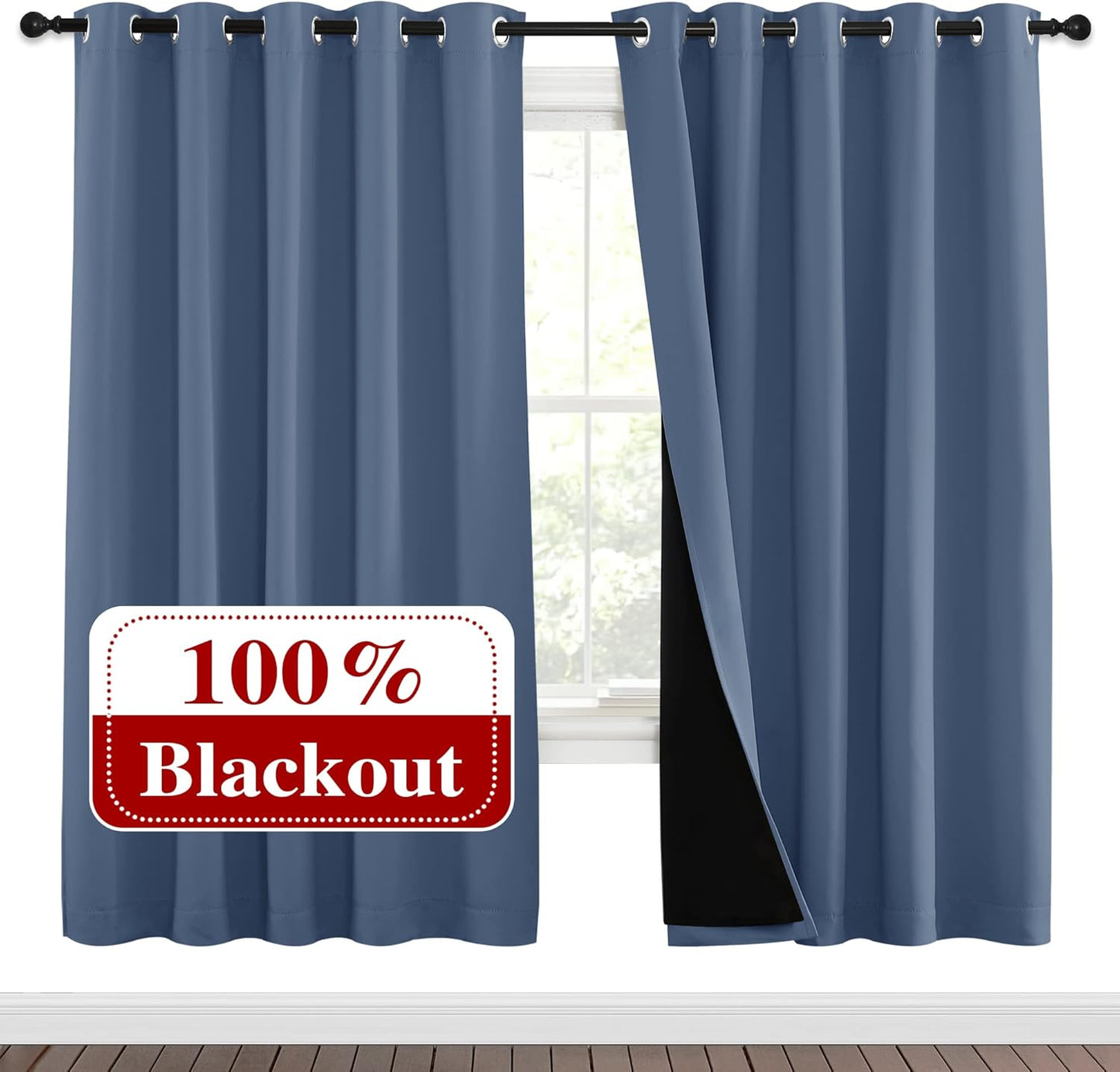 NICETOWN Grey Blackout Curtains 70x108, Set of 2