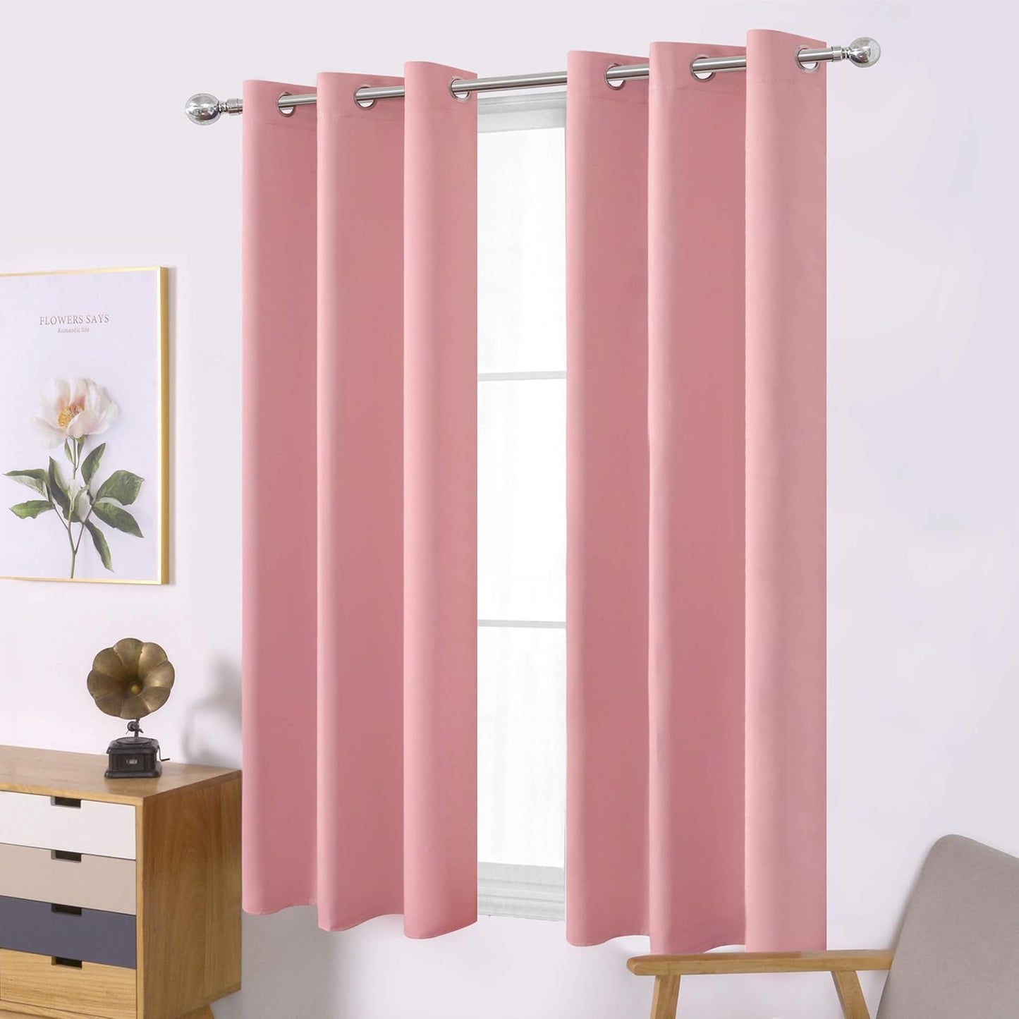 LEMOMO Blackout Curtains 52x84" Black, 2 Panels