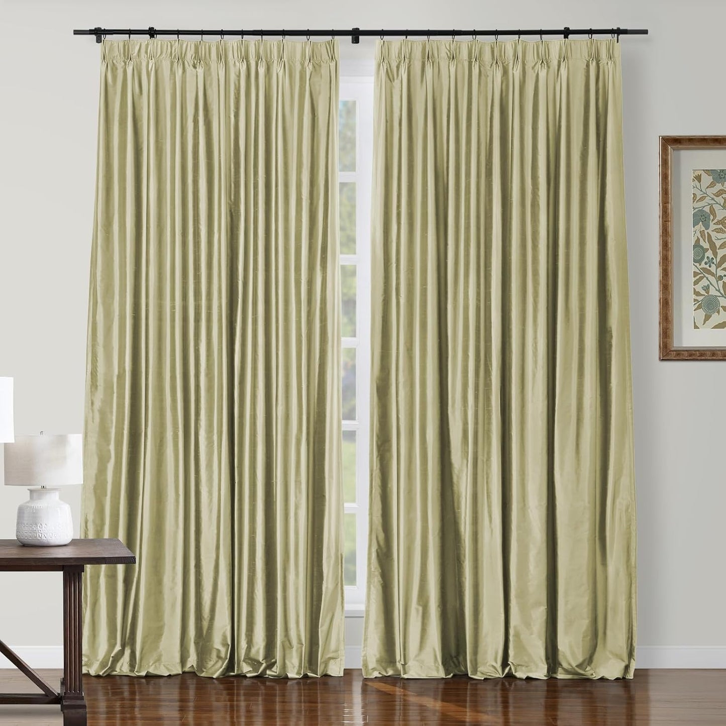 Silk Pinch Pleat Curtain – Sand, 52"x90"