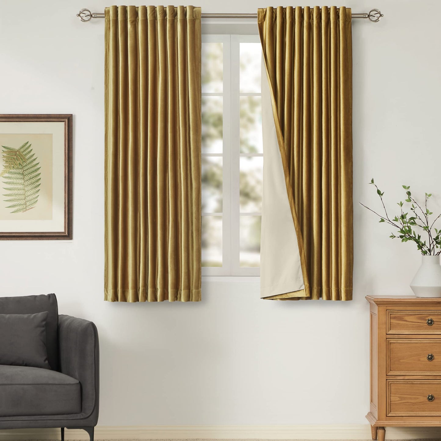 100% Blackout Ivory Off White Velvet Curtains