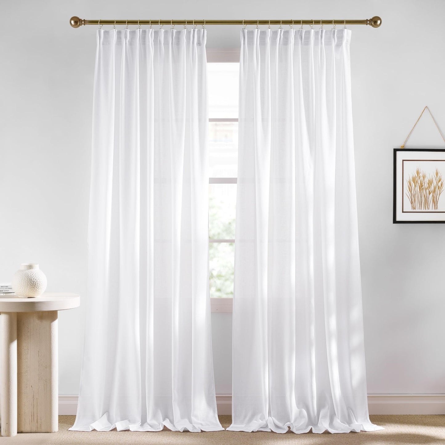 NICETOWN Linen Curtains 52x108" 2 Panels