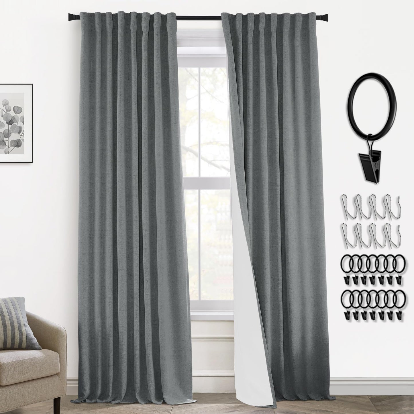 Boho Blackout Curtains Cream 70x90, 2 Panels