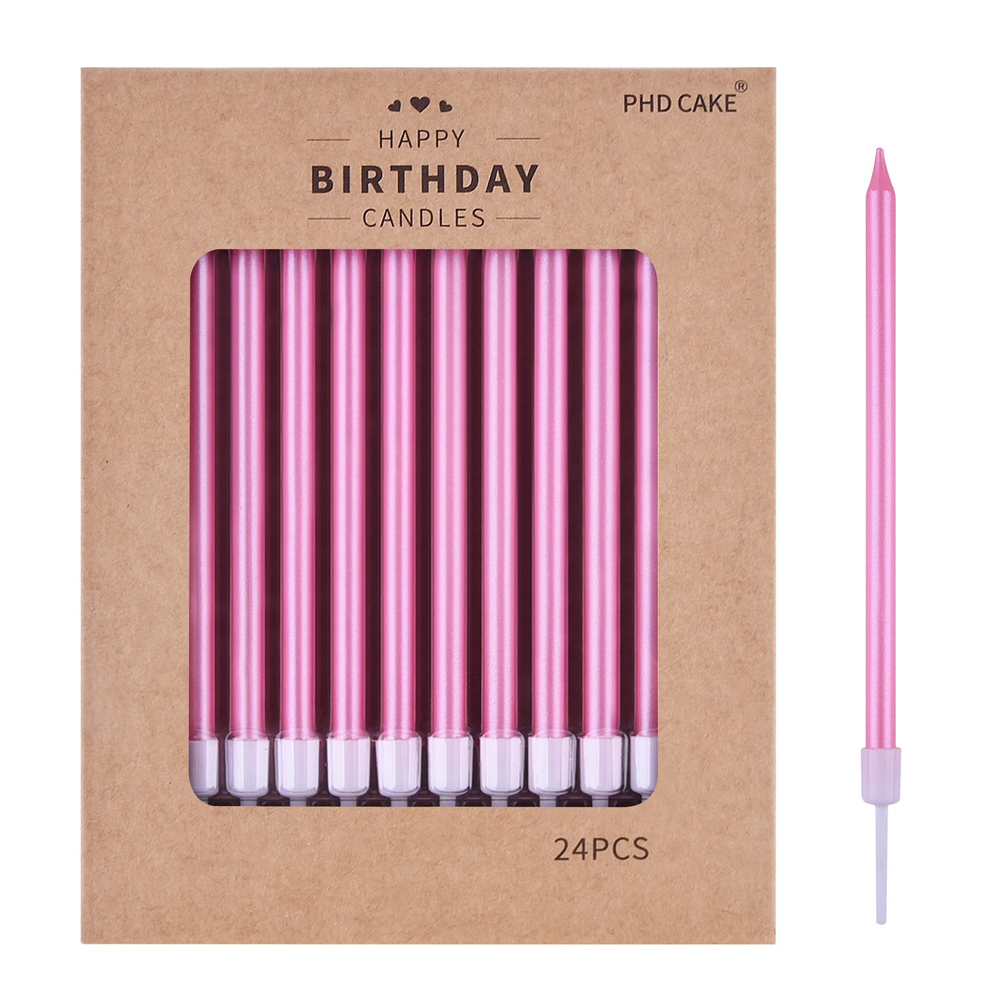 PHD CAKE Gold Long Thin Metallic Birthday Candles