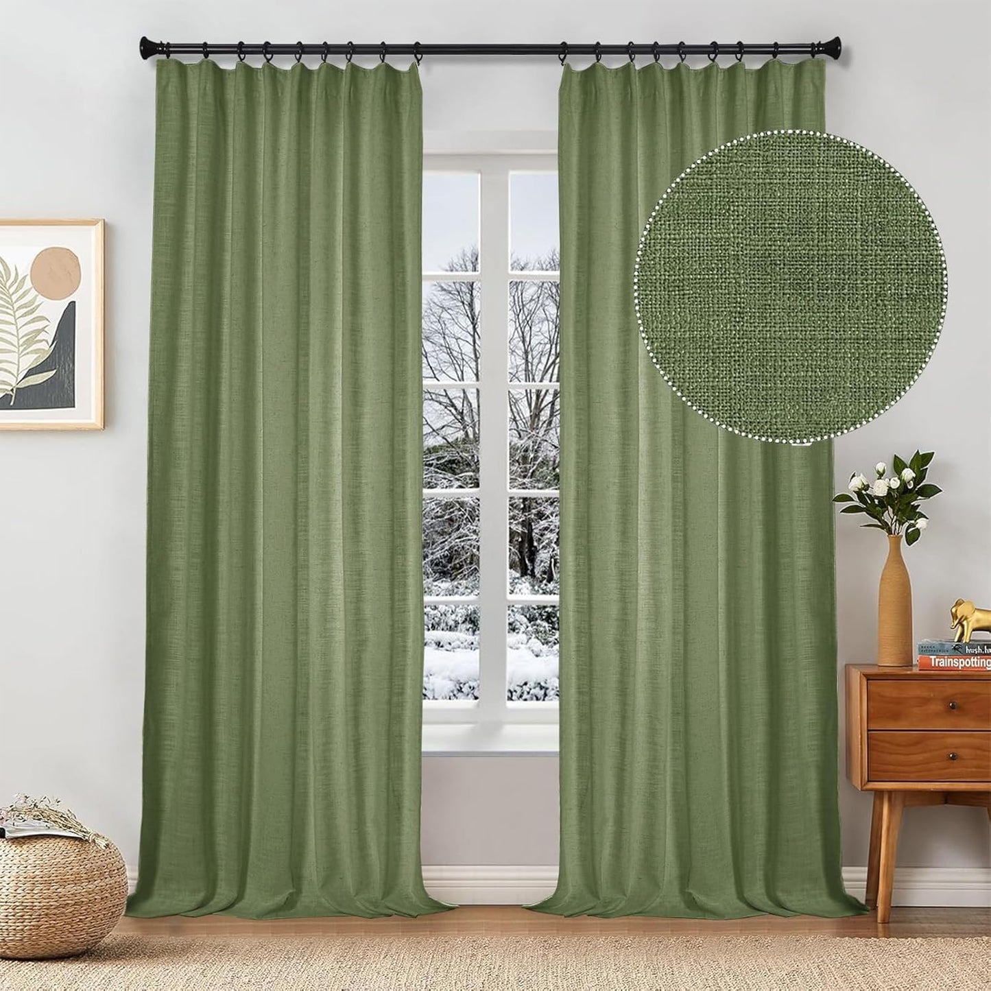 Linen Curtains – Snow White, 84" (2 Panels)