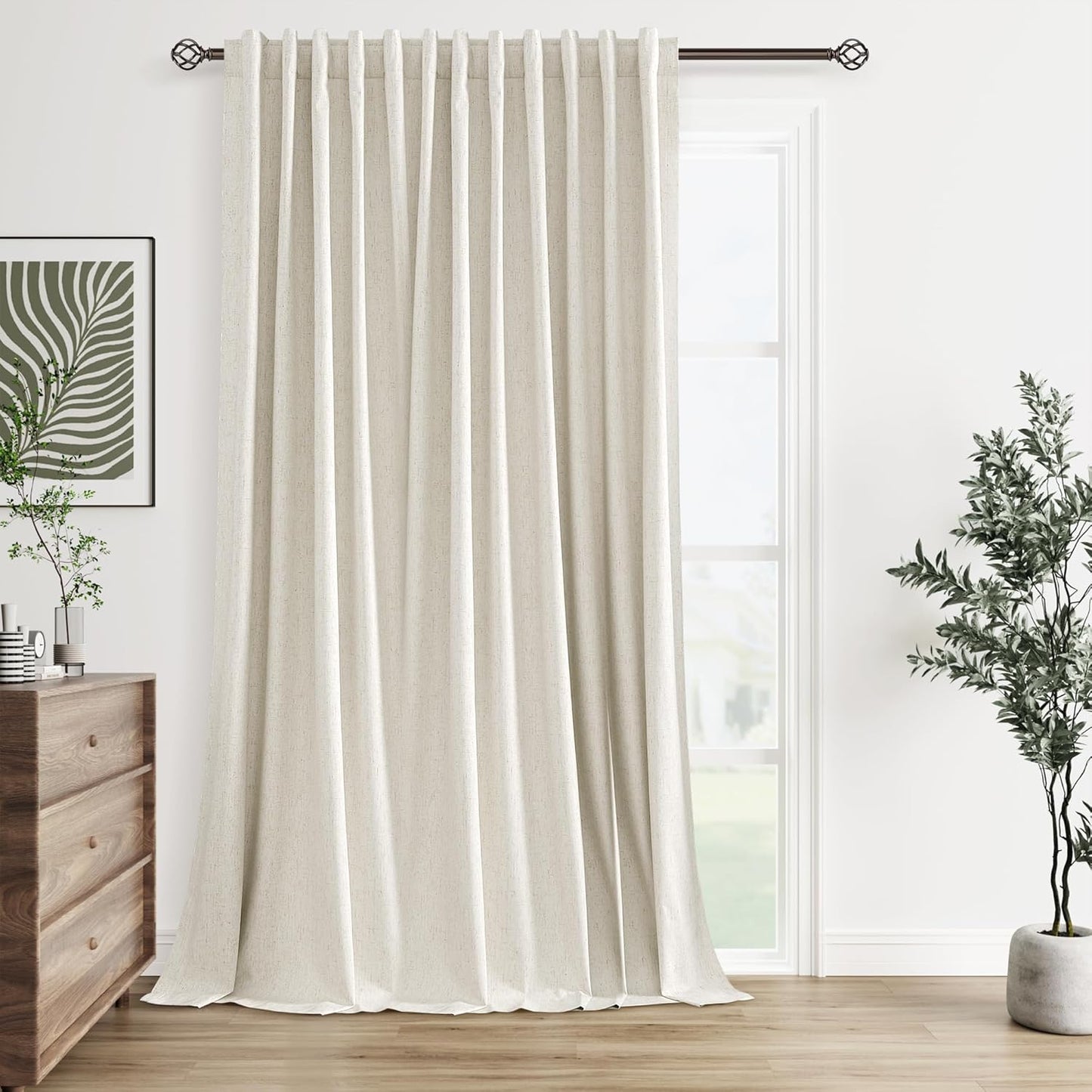 Cream Linen Blackout Curtains – 2 Panels
