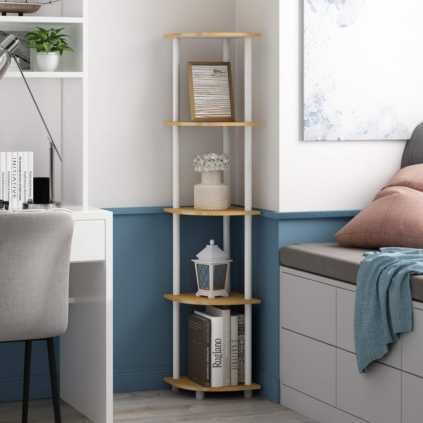 Furinno 5-Tier Corner Shelf, Espresso/Black