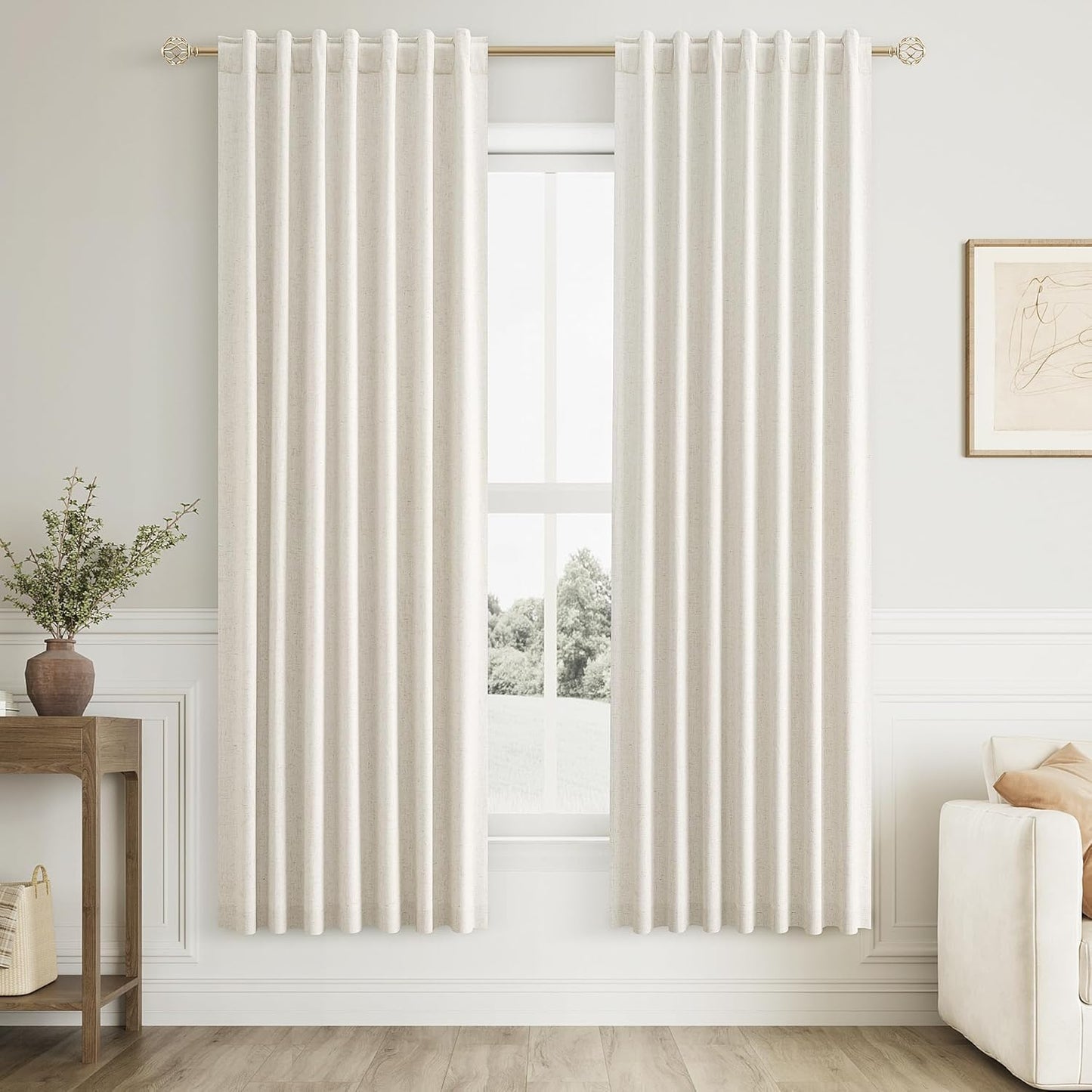 Cream Linen Blackout Curtains – 2 Panels