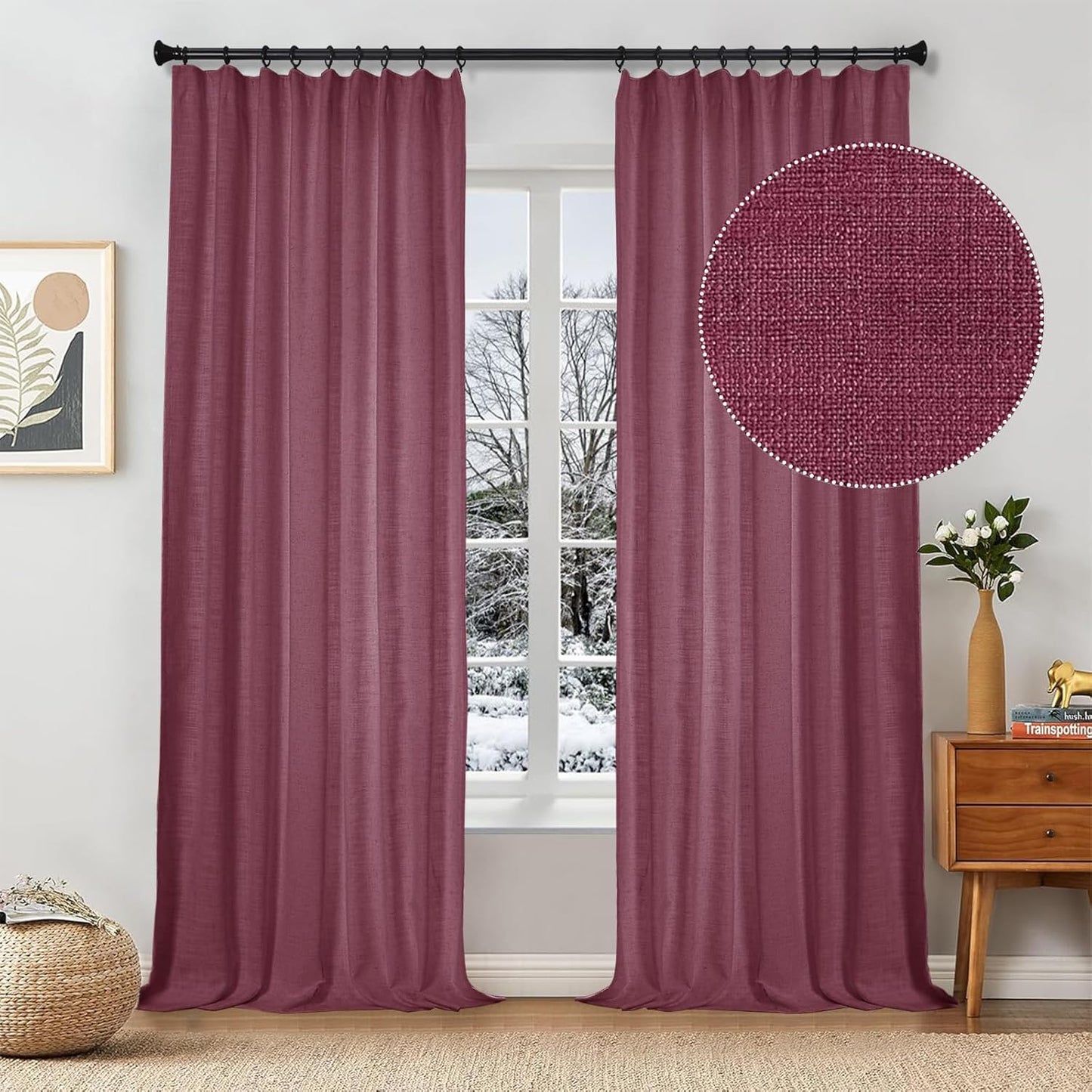 Linen Curtains – Snow White, 84" (2 Panels)
