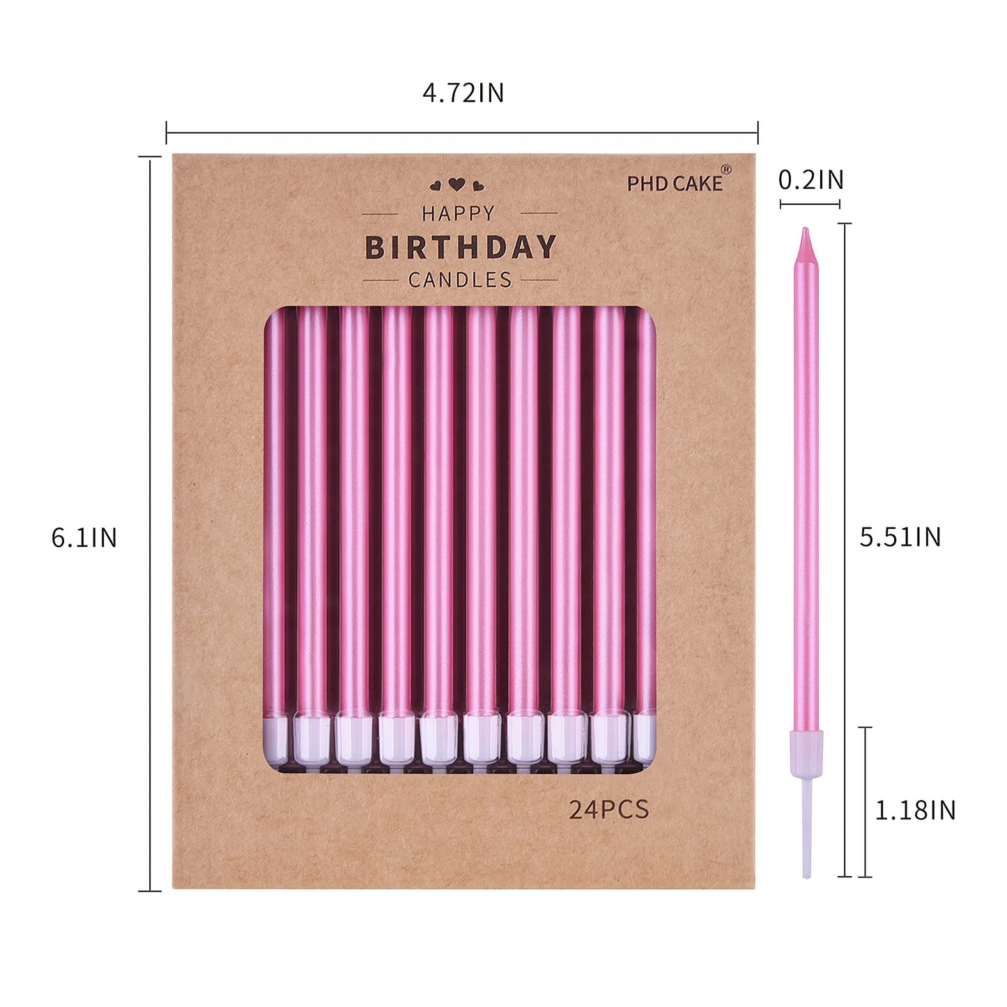 PHD CAKE Gold Long Thin Metallic Birthday Candles