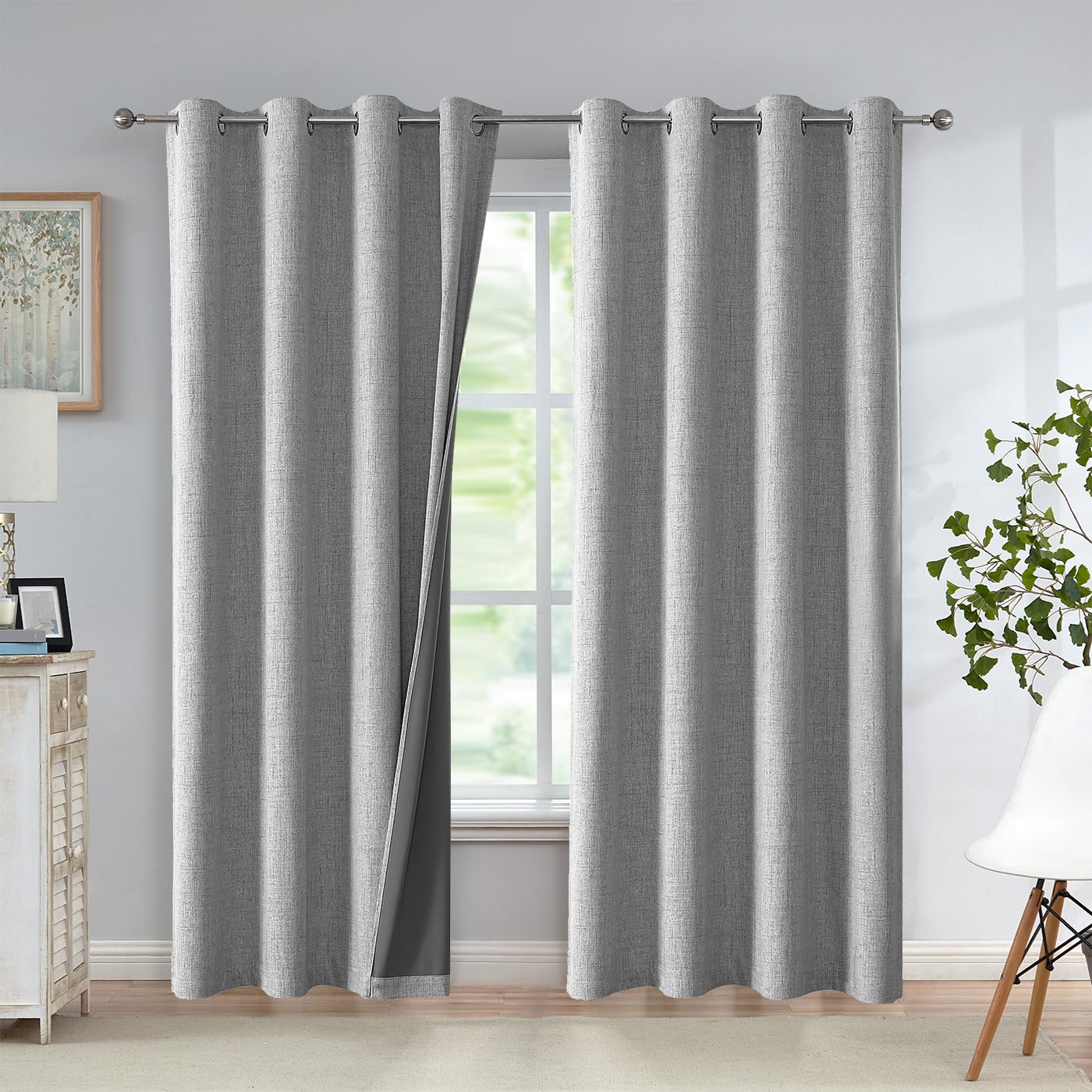 Urban Lotus Blackout Curtains 52x84" Beige, 2 Panels