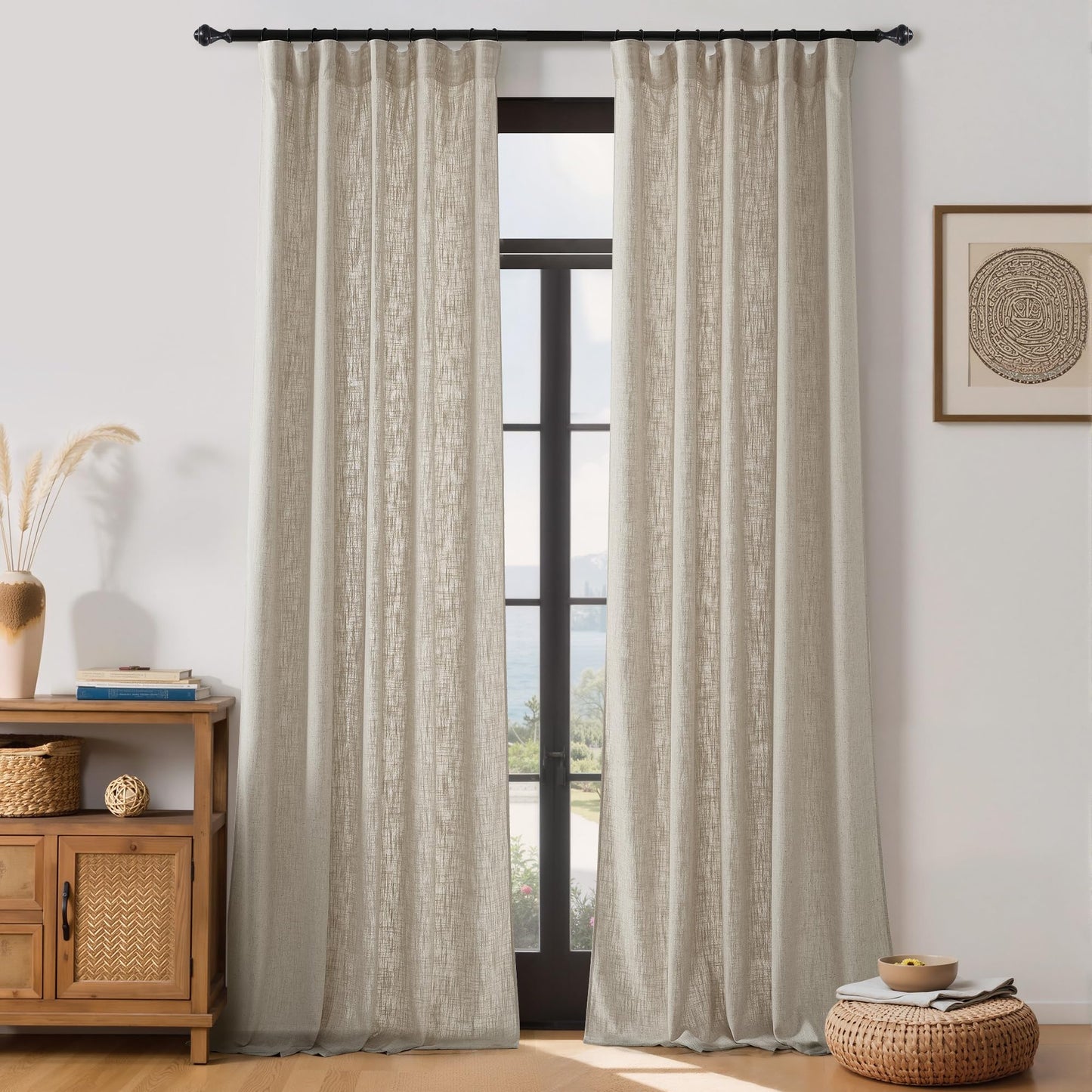 NICETOWN Linen Curtains 52x108" 2 Panels
