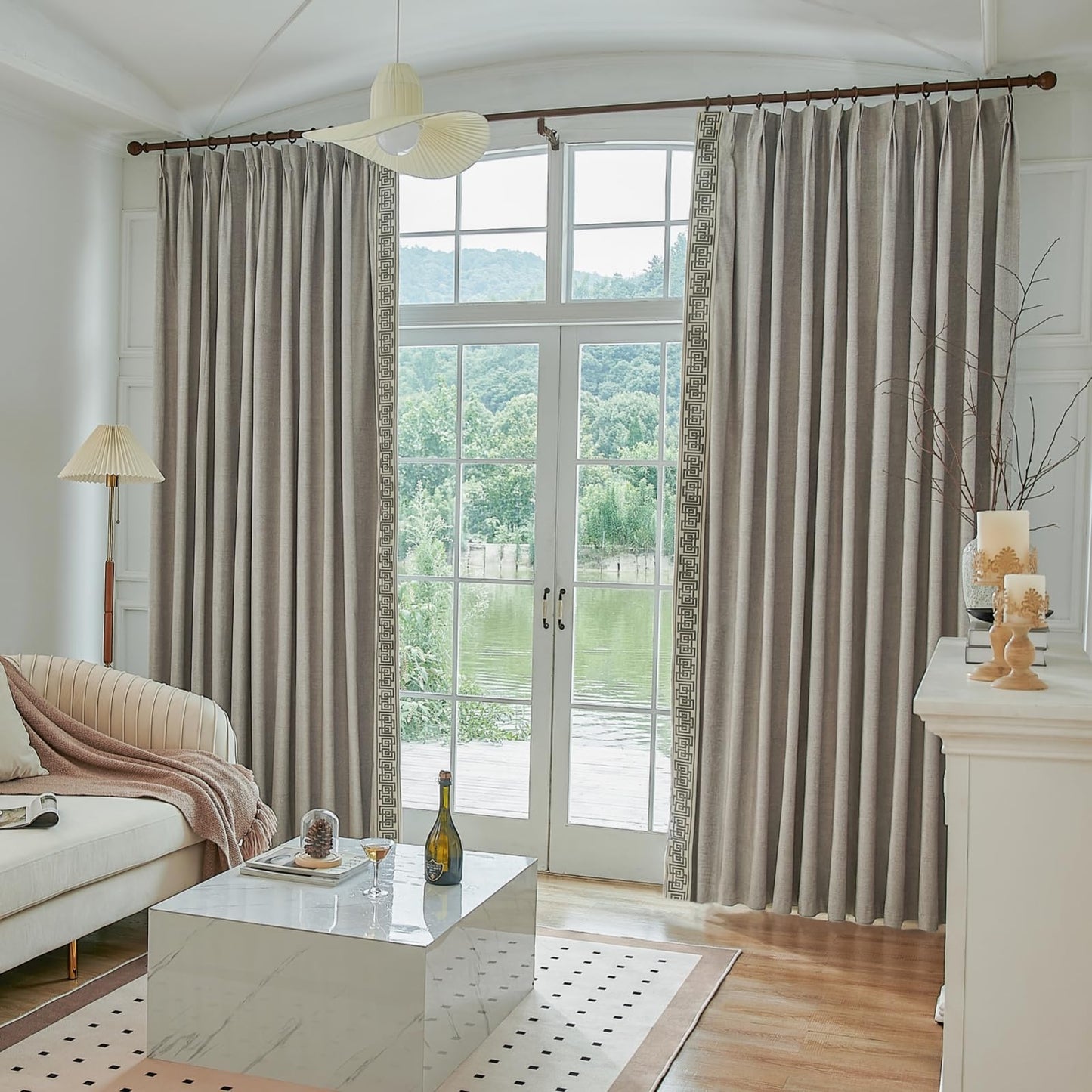 Beige Pinch Pleat Curtains 50x84
