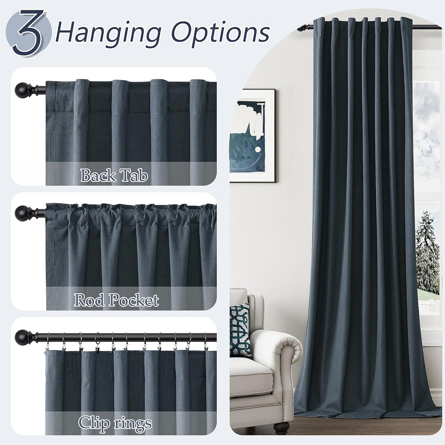 Cream Linen Blackout Curtains – 2 Panels