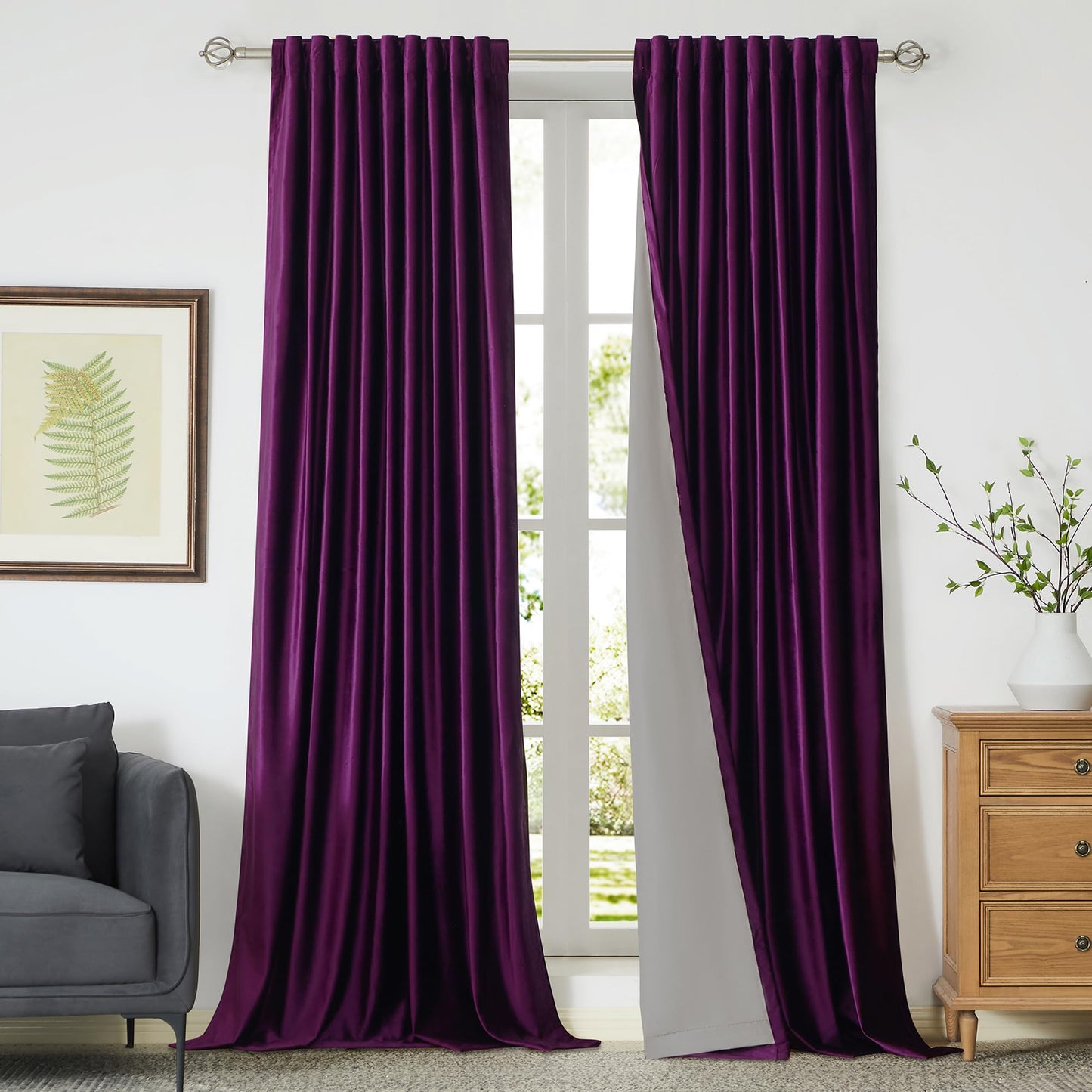 100% Blackout Ivory Off White Velvet Curtains