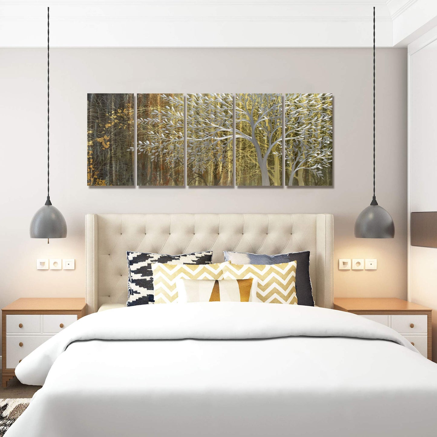 BATRENDY ARTS Silver Tree Wall Art