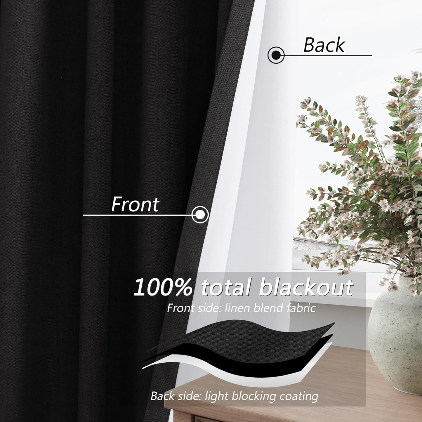 Cream Linen Blackout Curtains – 2 Panels