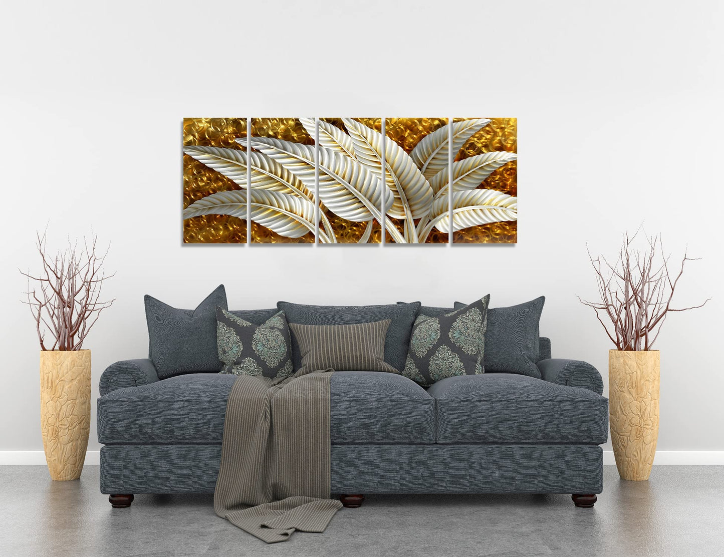 BATRENDY ARTS Silver Tree Wall Art