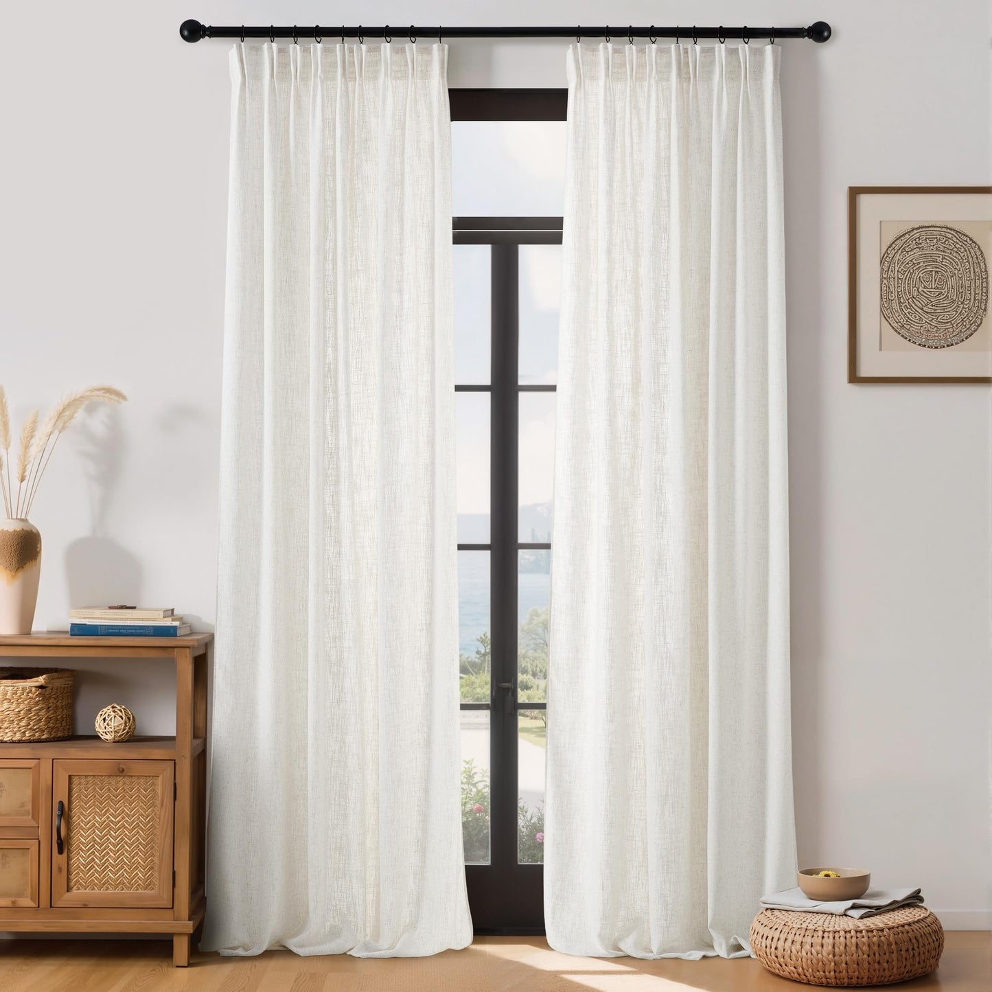NICETOWN Linen Curtains 52x108" 2 Panels