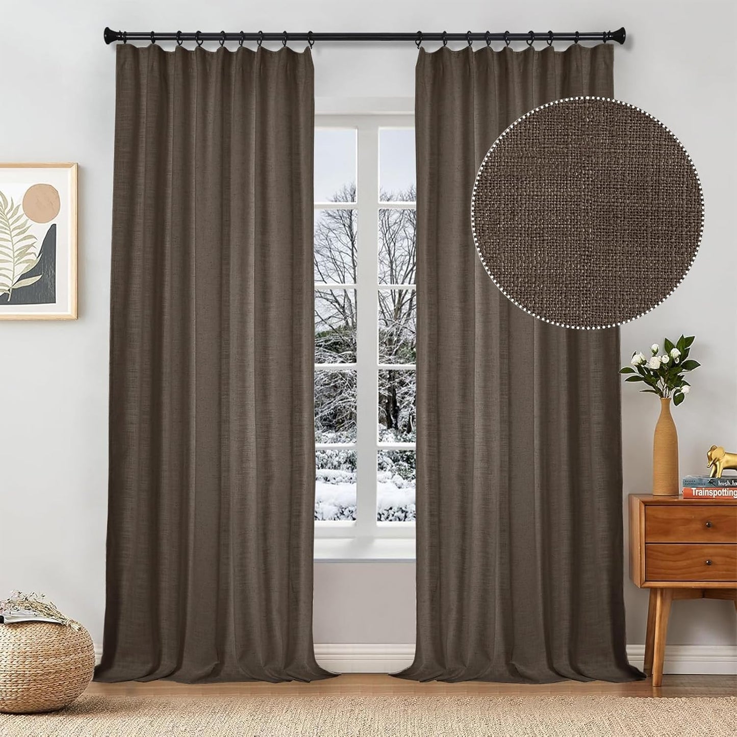 Linen Curtains – Snow White, 84" (2 Panels)