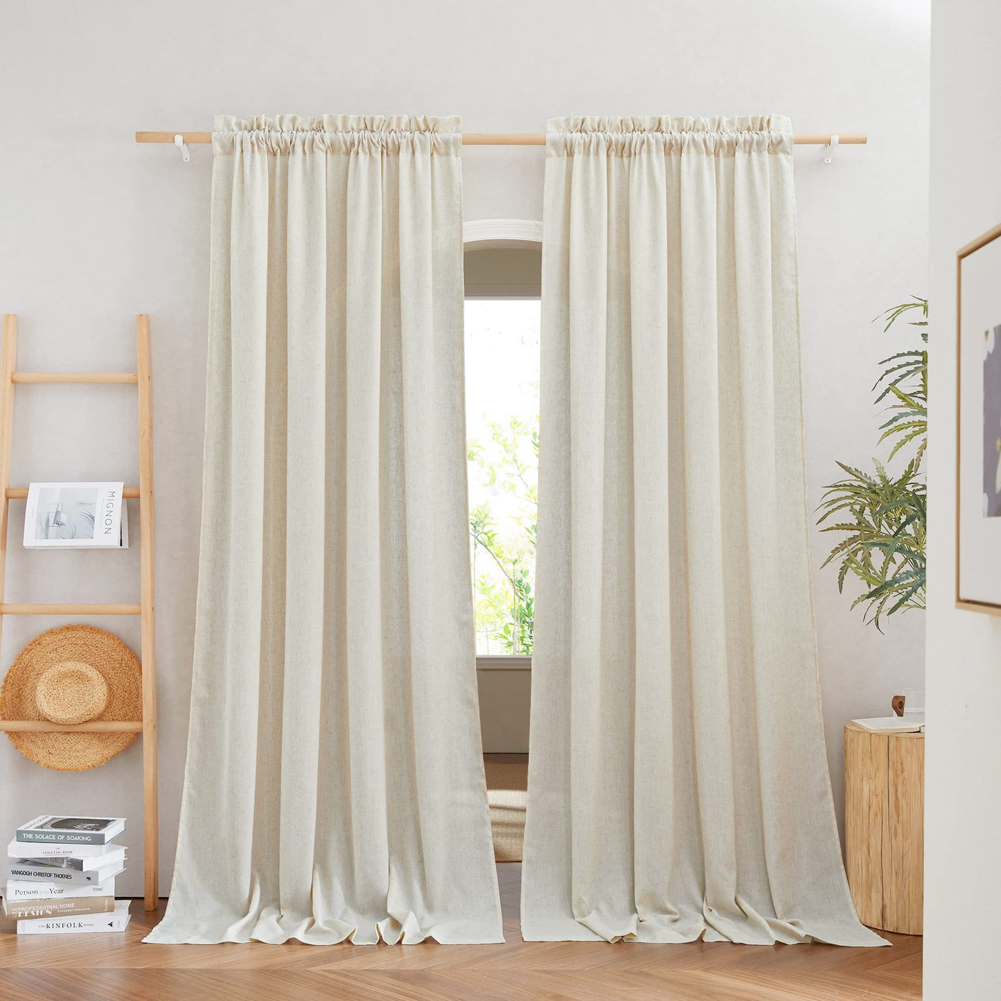 NICETOWN Linen Curtains 52x108" 2 Panels