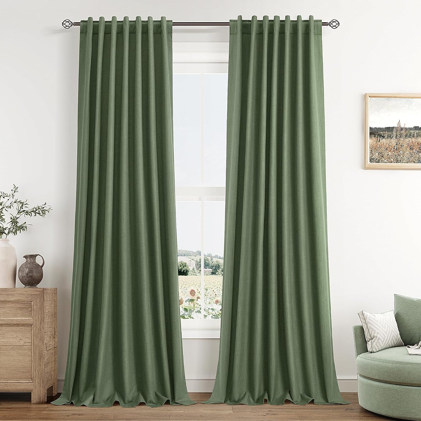 Cream Linen Blackout Curtains – 2 Panels