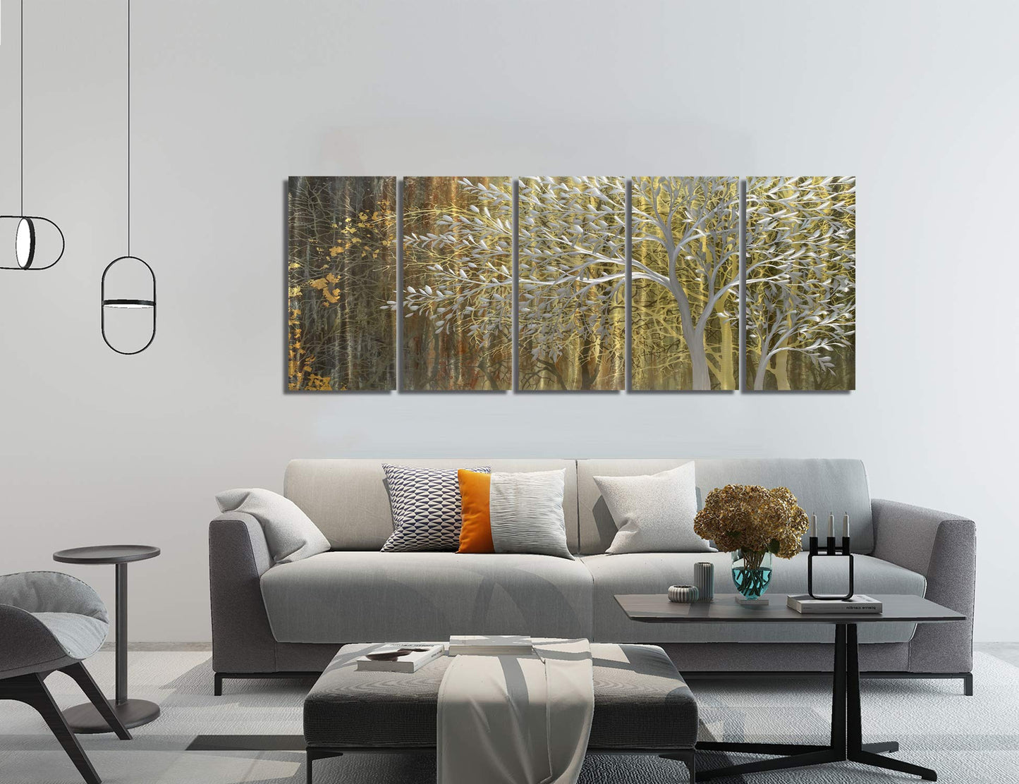 BATRENDY ARTS Silver Tree Wall Art