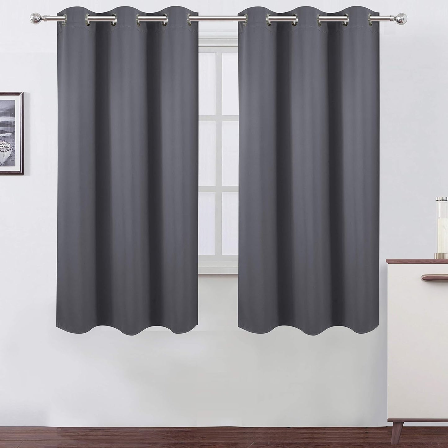 LEMOMO Blackout Curtains 52x84" Black, 2 Panels