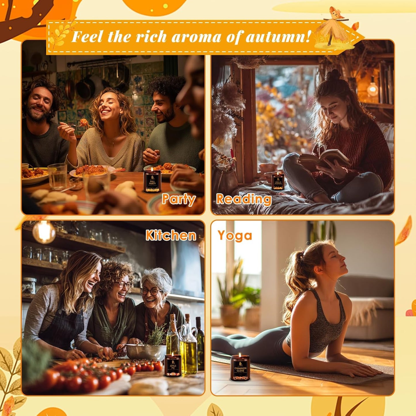 4-Pack Fall Scented Soy Candles