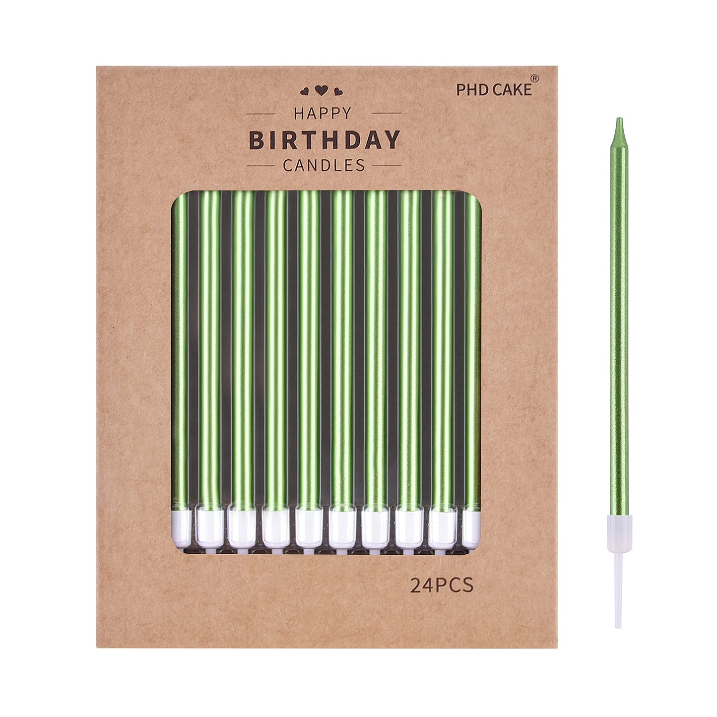 PHD CAKE Gold Long Thin Metallic Birthday Candles