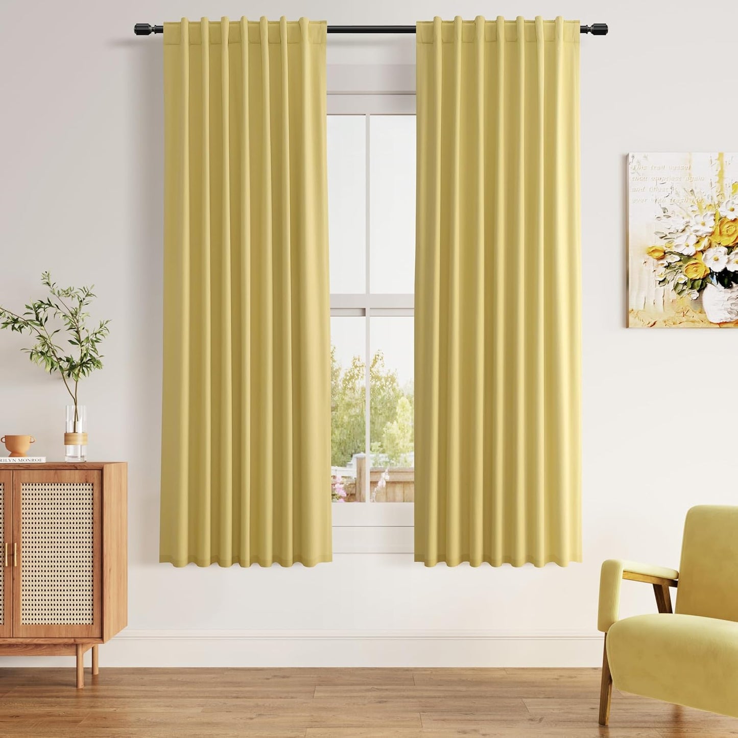 Cream Linen Blackout Curtains – 2 Panels