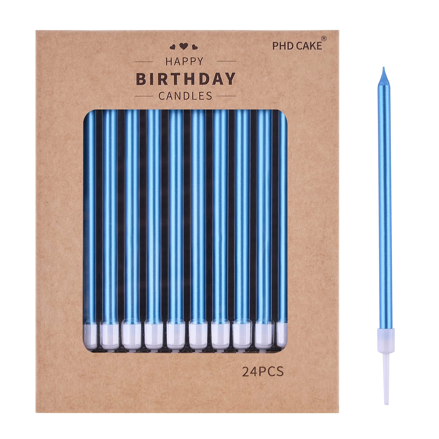 PHD CAKE Gold Long Thin Metallic Birthday Candles