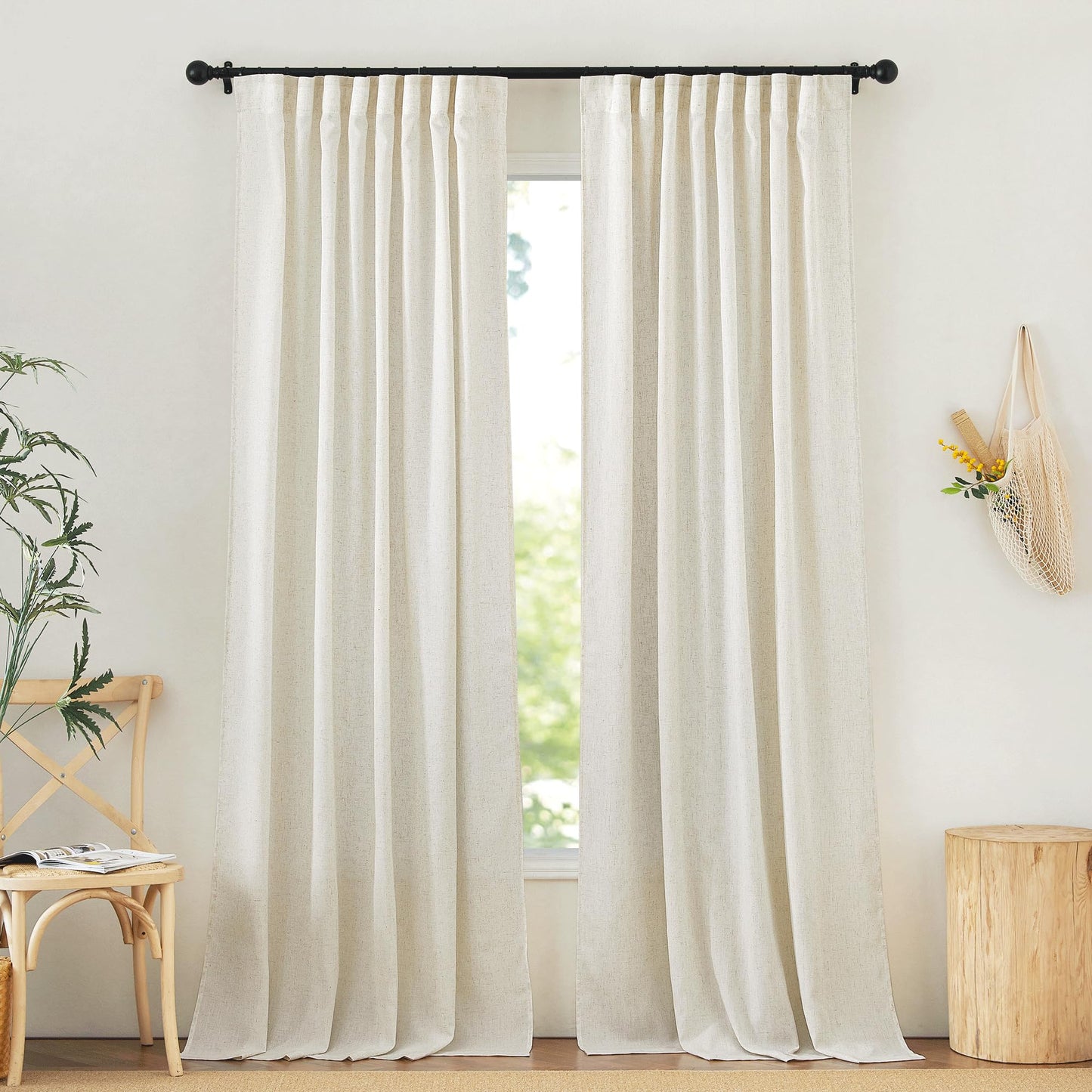 NICETOWN Linen Curtains 52x108" 2 Panels